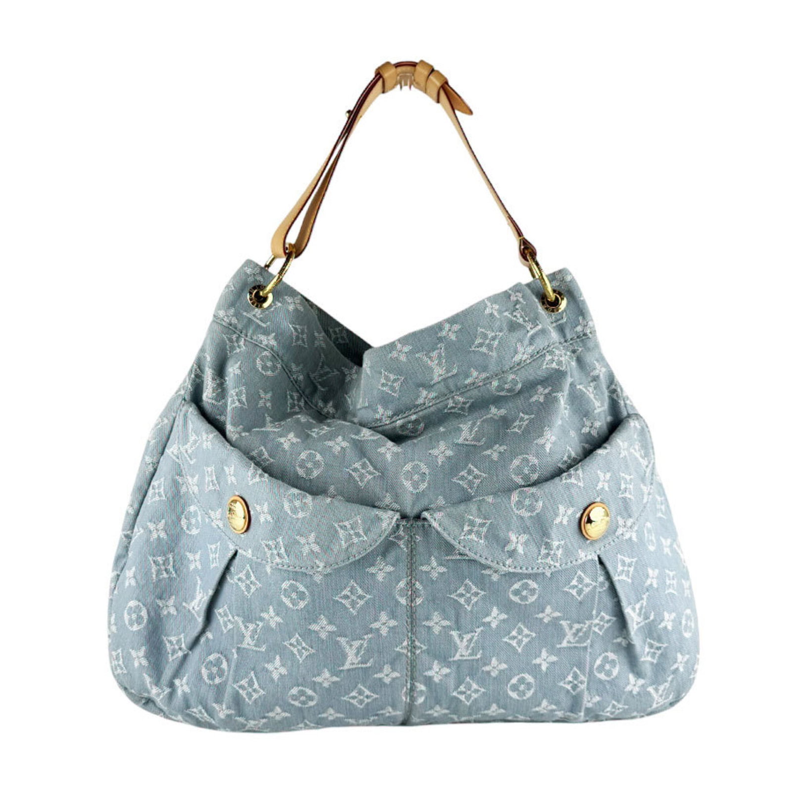 Louis Vuitton handbag monogram denim: Louis Vuitton handbag monogram denim Light blue monogram denim handbag from Louis Vuitton, featuring the iconic M40492 style with dimensions of 36cm x 48cm x 8cm. This classic design showcases the