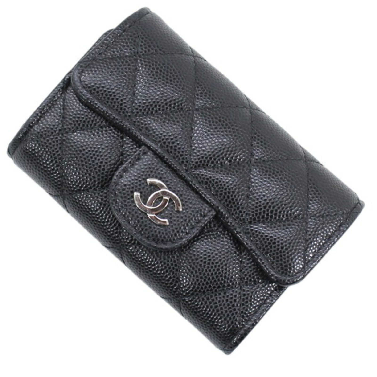 Keycase Grained Calfskin by Chanel: Keycase Grained Calfskin by Chanel Keycase Grained Calfskin by Chanel - A sleek and sophisticated accessory, this black keycase features high-quality grained calfskin material that adds a touch of lux