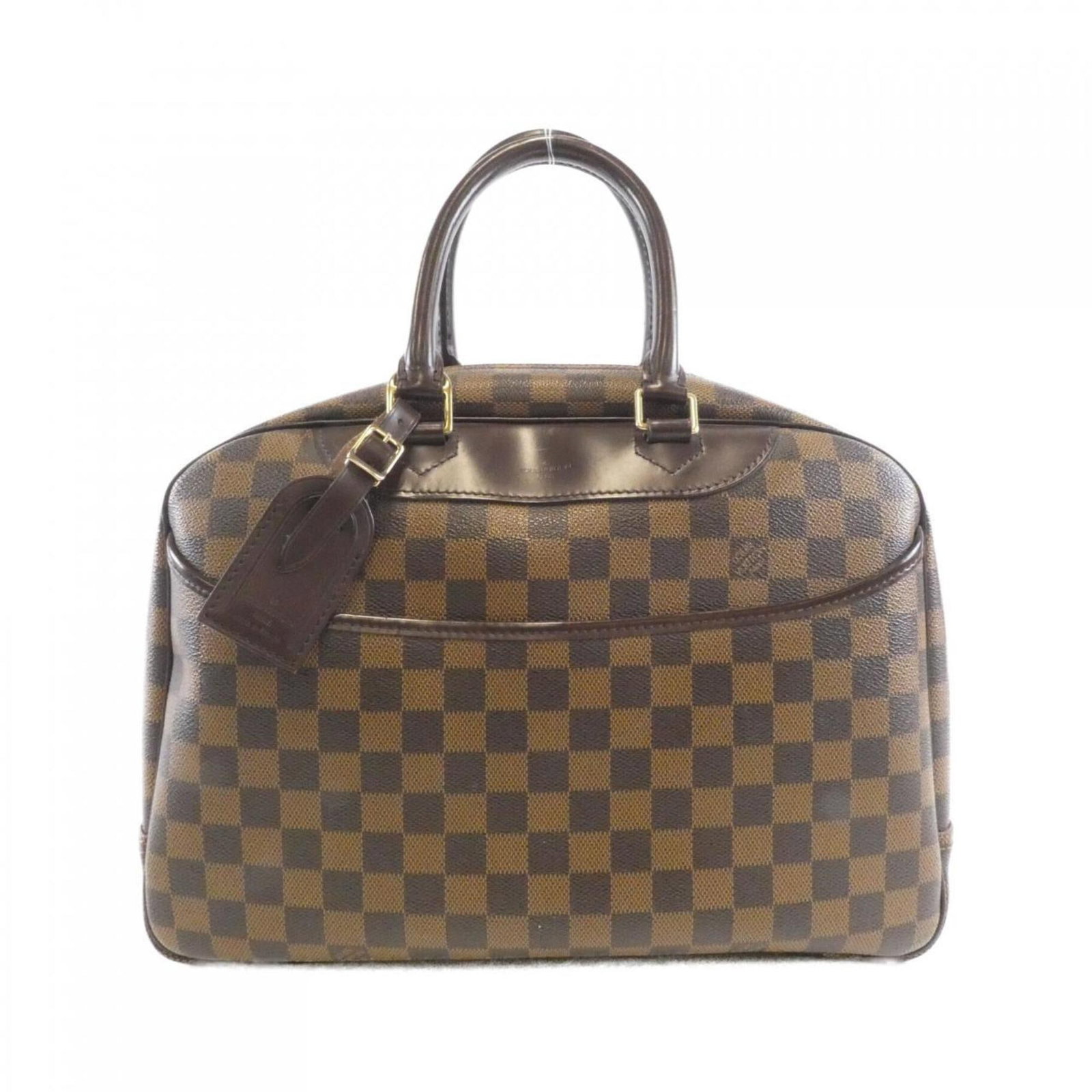 Canvas Coated Louis Vuitton Handbag: Canvas Coated Louis Vuitton Handbag Canvas Coated Louis Vuitton Handbag features a unique Ebene color and gold hardware, adding a touch of elegance to its coated canvas design. The bag measures 27cm x