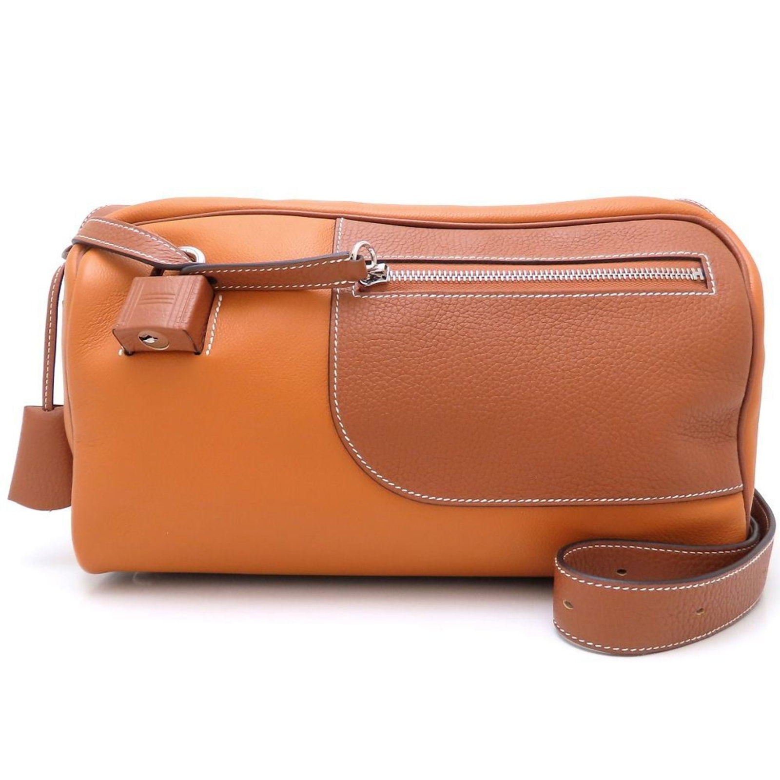 Clemence Taurillon Leather Shoulder Bag Hermes: Clemence Taurillon Leather Shoulder Bag Hermes Taurillon clemence leather shoulder bag from Hermes, featuring silver hardware and a zipper closure. Measuring 17cm x 29cm x 14cm, it comes with a range