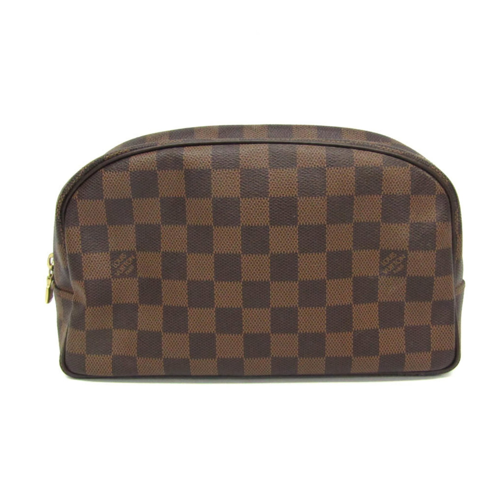 Damier canvas pouch bag from Louis Vuitton: Damier canvas pouch bag from Louis Vuitton Damier canvas pouch bag from Louis Vuitton features a classic design with Ebene color and a zipper closure. The bag includes an inner zipper pocket for