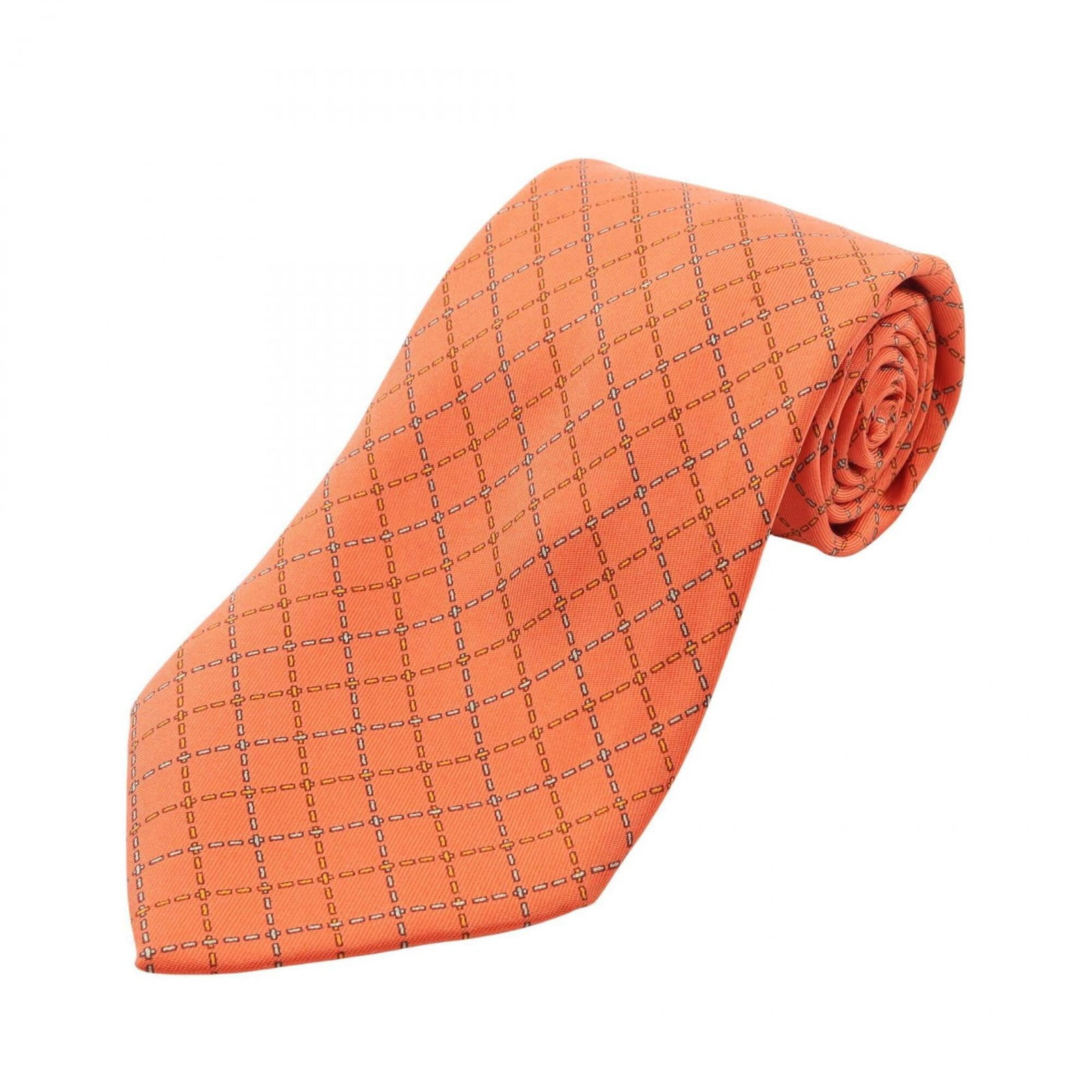 Hermes Cravat Silk: Hermes Cravat Silk Silk cravat from Hermes, measuring 142cm in length. This item features a multi-color design with an orange hue, crafted from high-quality silk material. The cravat bears a signature