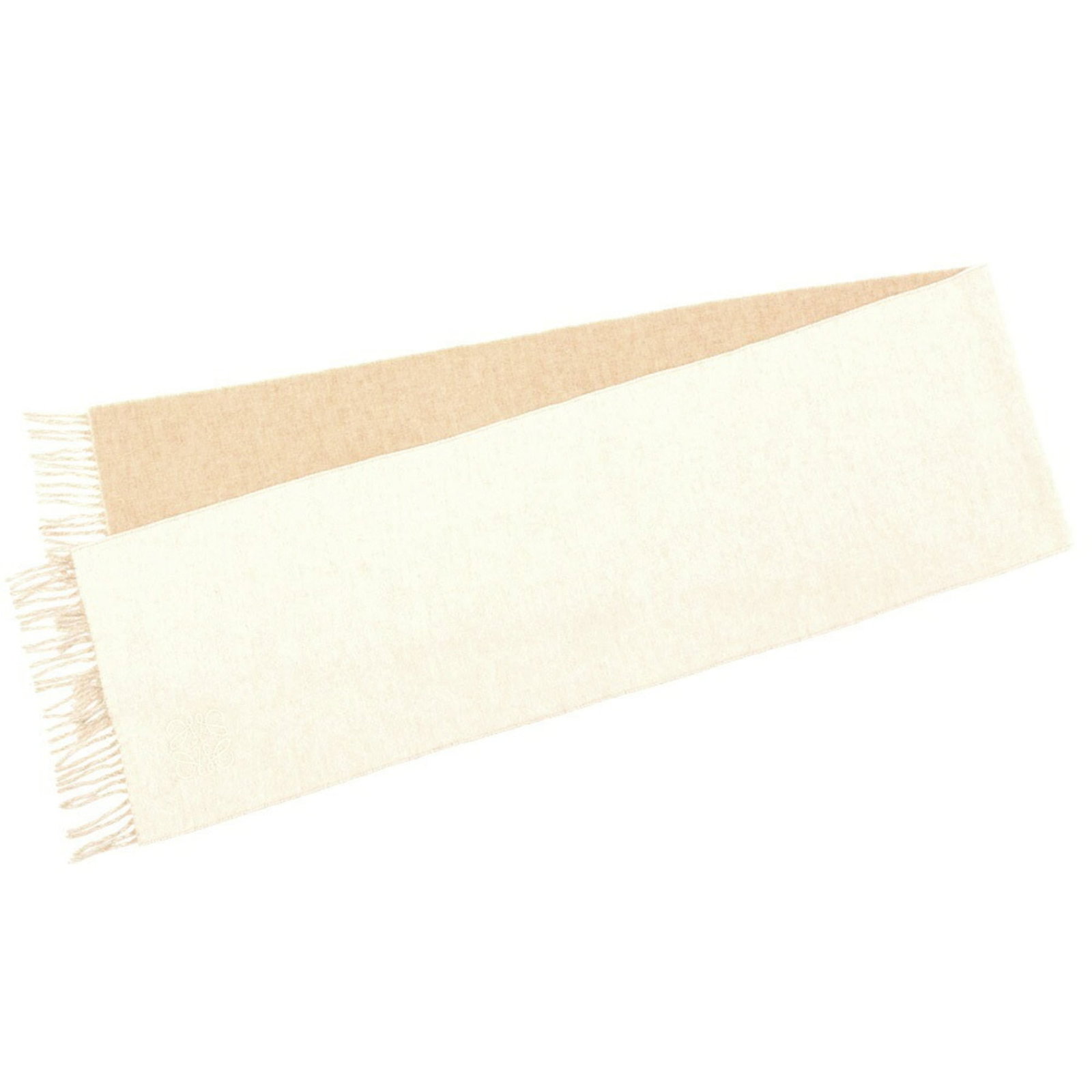 Cashmere Wool Scarf Loewe: Cashmere Wool Scarf Loewe Beige, Ivory Cashmere Wool Scarf from Loewe, measuring 1.8m x 28cm, made from high-quality wool and cashmere materials. This elegant scarf boasts a classic design with no