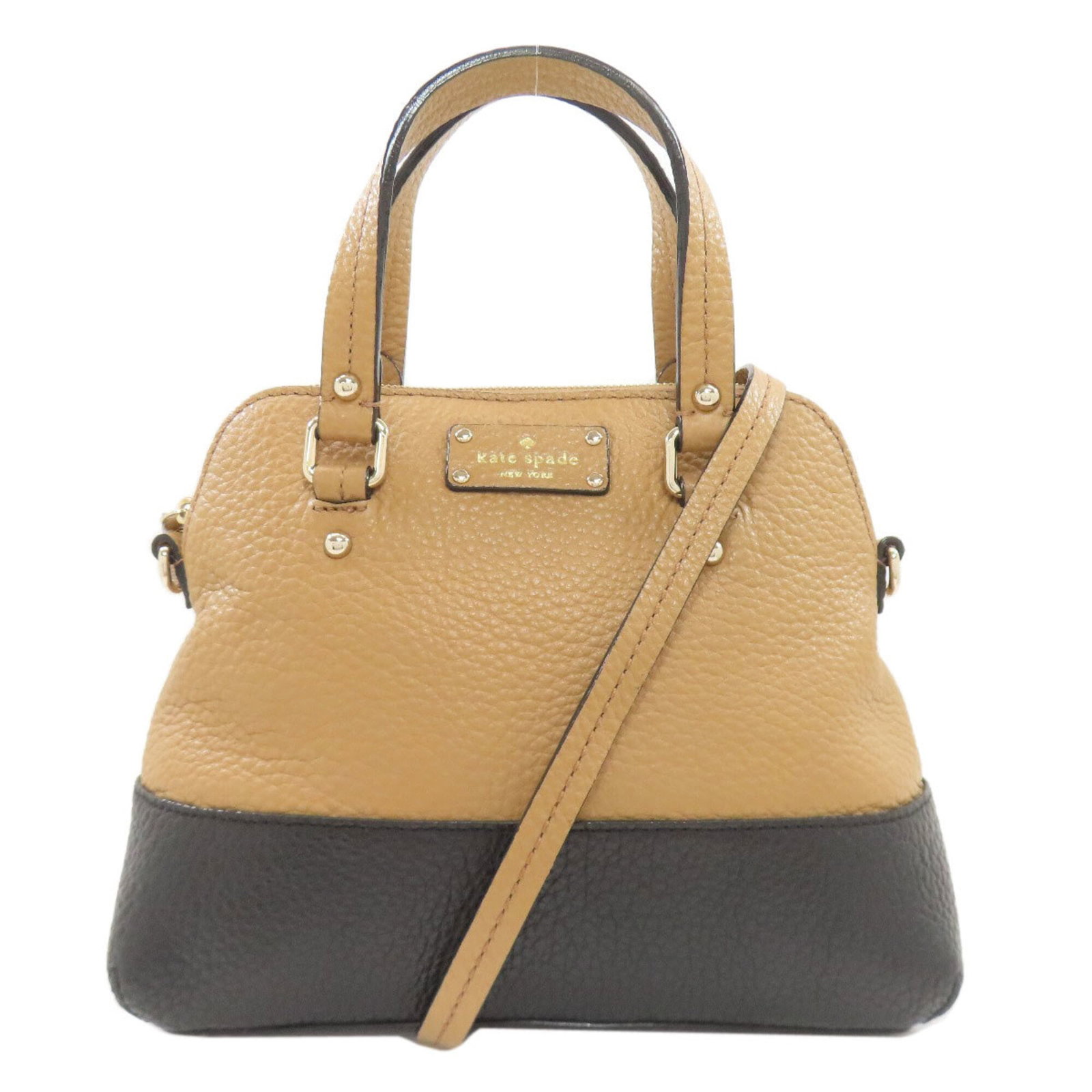 Kate Spade Leather Handbag: Kate Spade Leather Handbag Kate Spade Leather Handbag in Black and Brown. This stylish leather handbag features a zipper closure, measuring 24cm x 28cm x 11cm, with adjustable strap length from