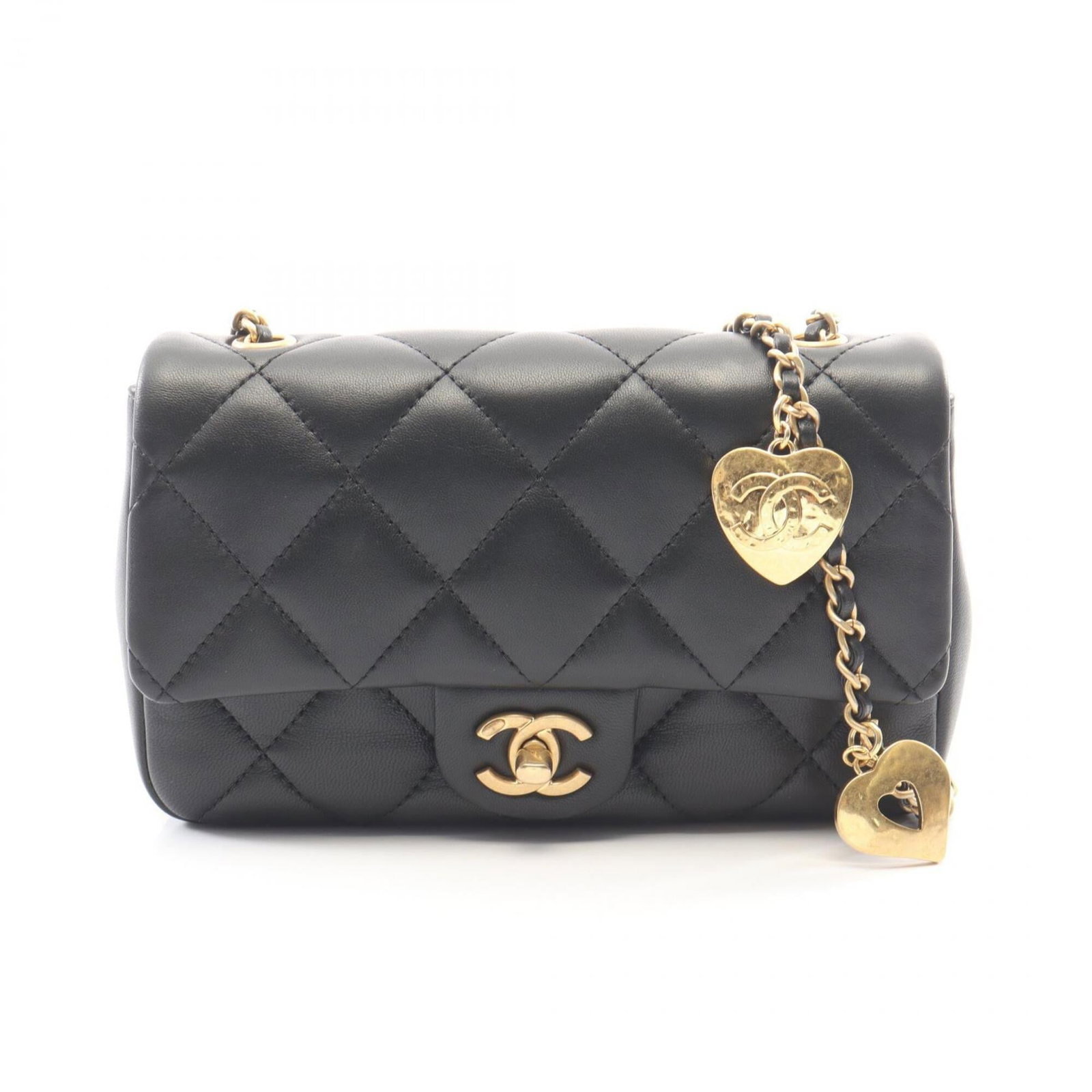 Chanel Handbag Shoulder Bag Leather: Chanel Handbag Shoulder Bag Leather This sleek Chanel shoulder bag features a luxurious lambskin leather exterior in black, adorned with gold hardware for a touch of sophistication. Measuring 13.5cm x