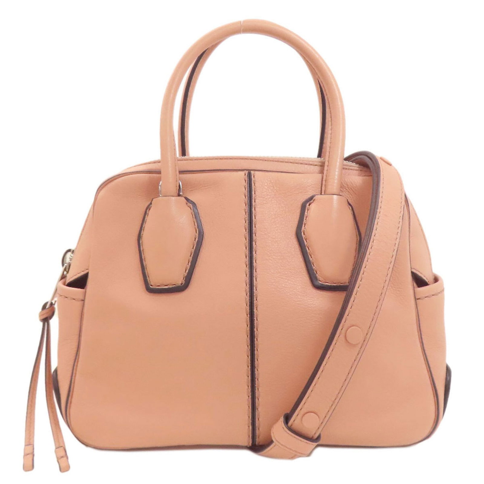 Tod'S Handbag Leather: Tod'S Handbag Leather Pink Tod's Handbag Leather. Made from high-quality leather, this handbag features a distinctive pink color and a shoulder strap for added convenience. The compact size measures