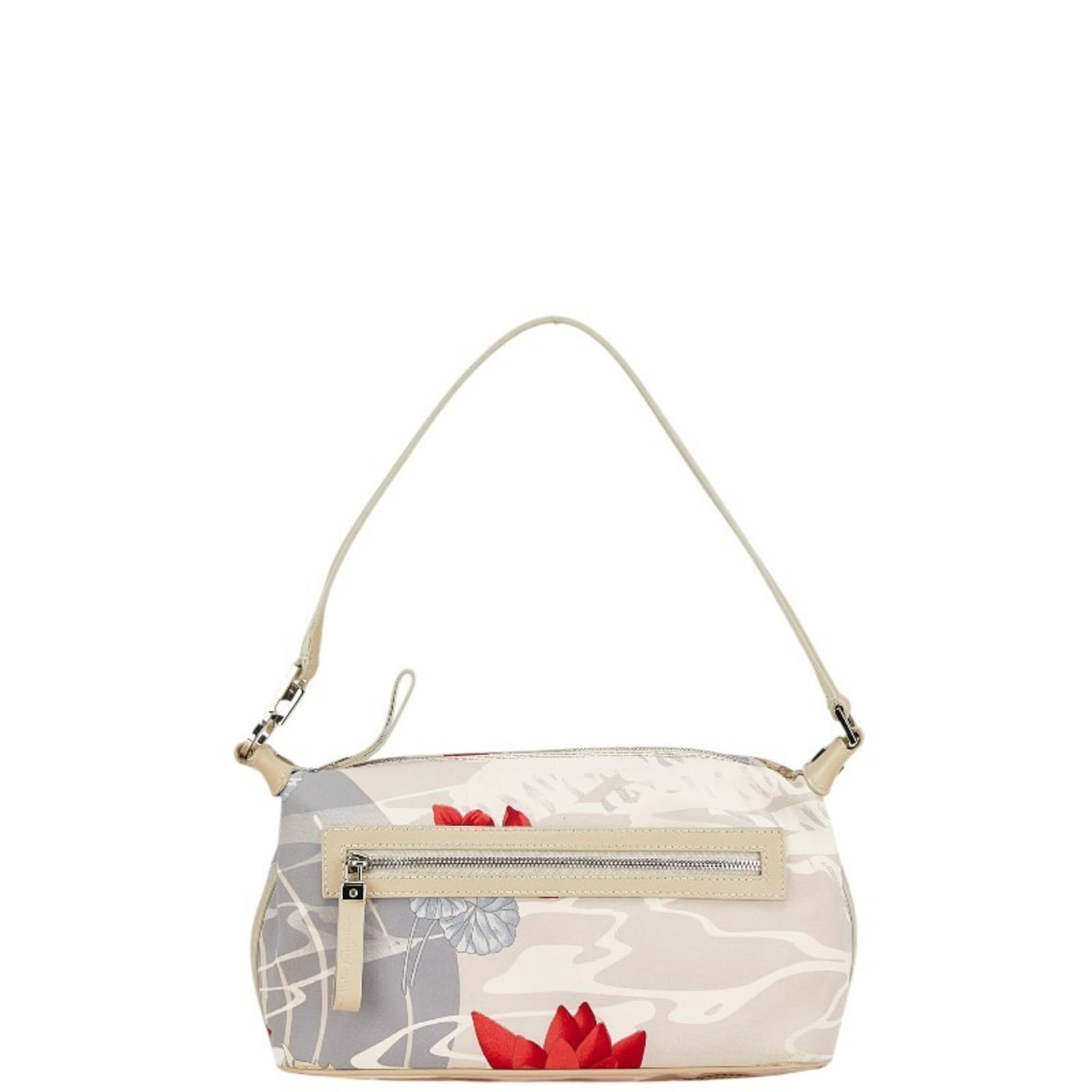Nylon Leather Handbag Ferragamo Salvatore: Nylon Leather Handbag Ferragamo Salvatore Nylon leather handbag from Salvatore Ferragamo's Gancini line, featuring white color and zipper closure. This au-21 model boasts a sleek design with nylon and