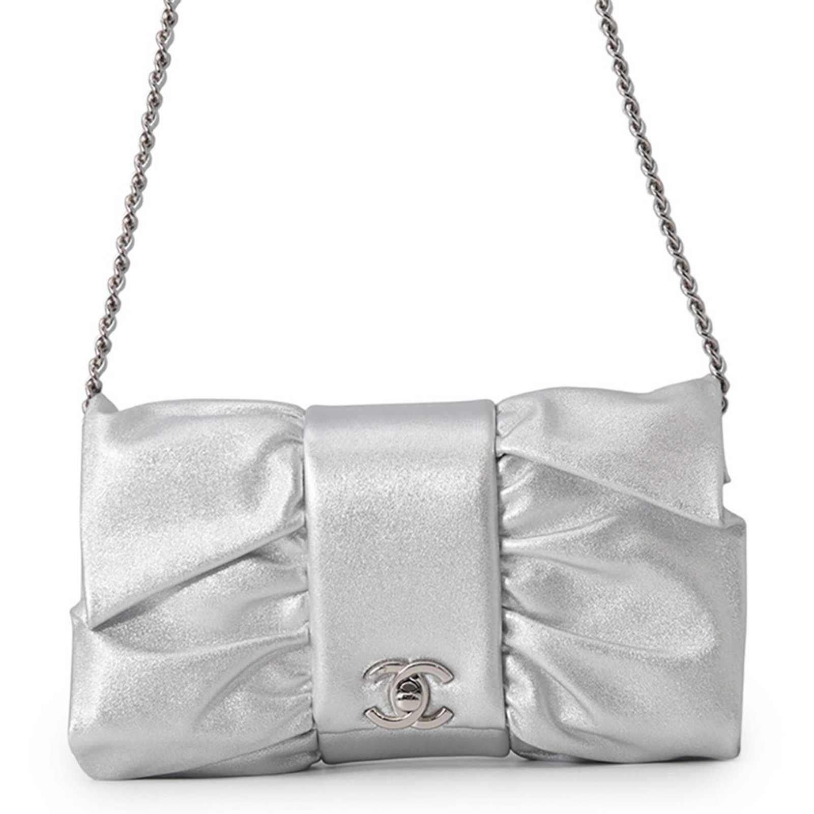 Chanel Handbag Shoulder Bag Leather: Chanel Handbag Shoulder Bag Leather Chanel's iconic shoulder bag boasts sleek silver hardware and a sophisticated leather finish. With its spacious interior, adjustable strap, and classic flap closure