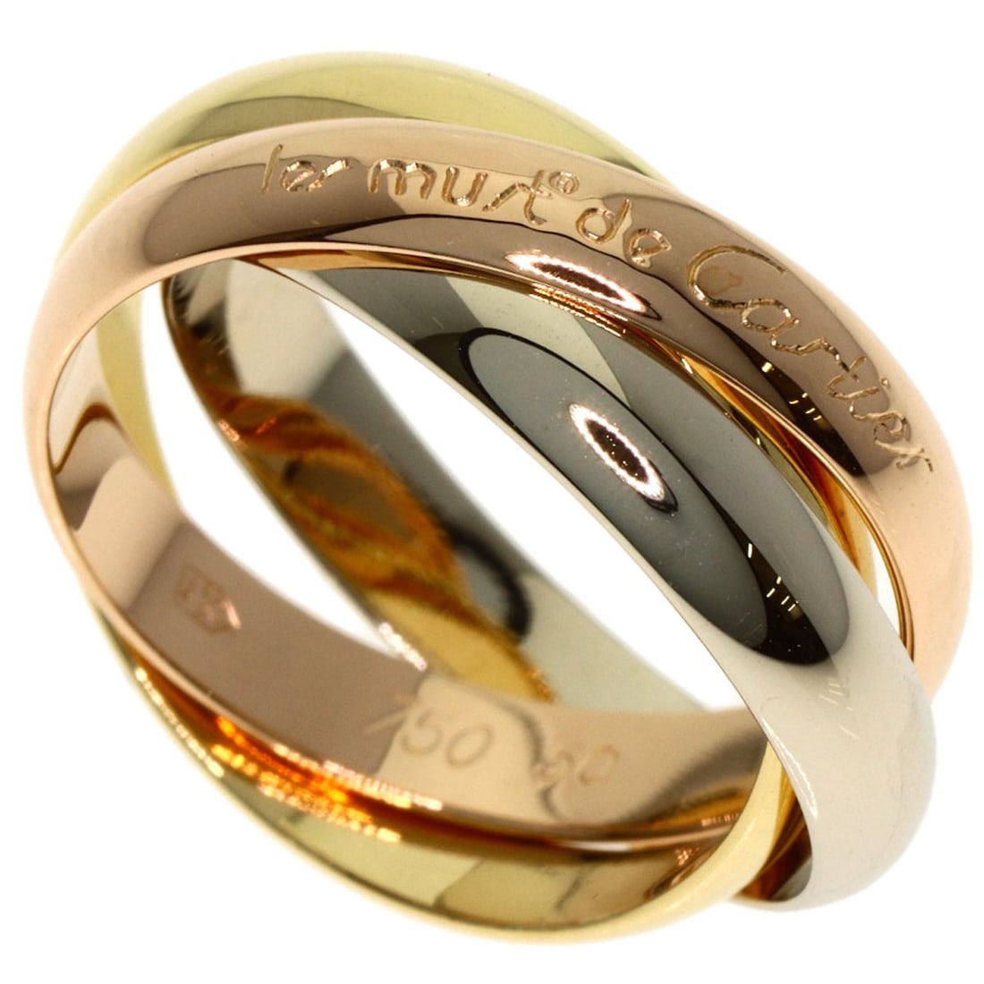 Cartier Trinity #50 Ring K18 Yellow Gold K18 White Gold: Cartier Trinity #50 Ring K18 Yellow Gold K18 White Gold Cartier Trinity #50 Ring in K18 Yellow Gold and White Gold, featuring the signature of its creator. This elegant ring showcases the purity of K1