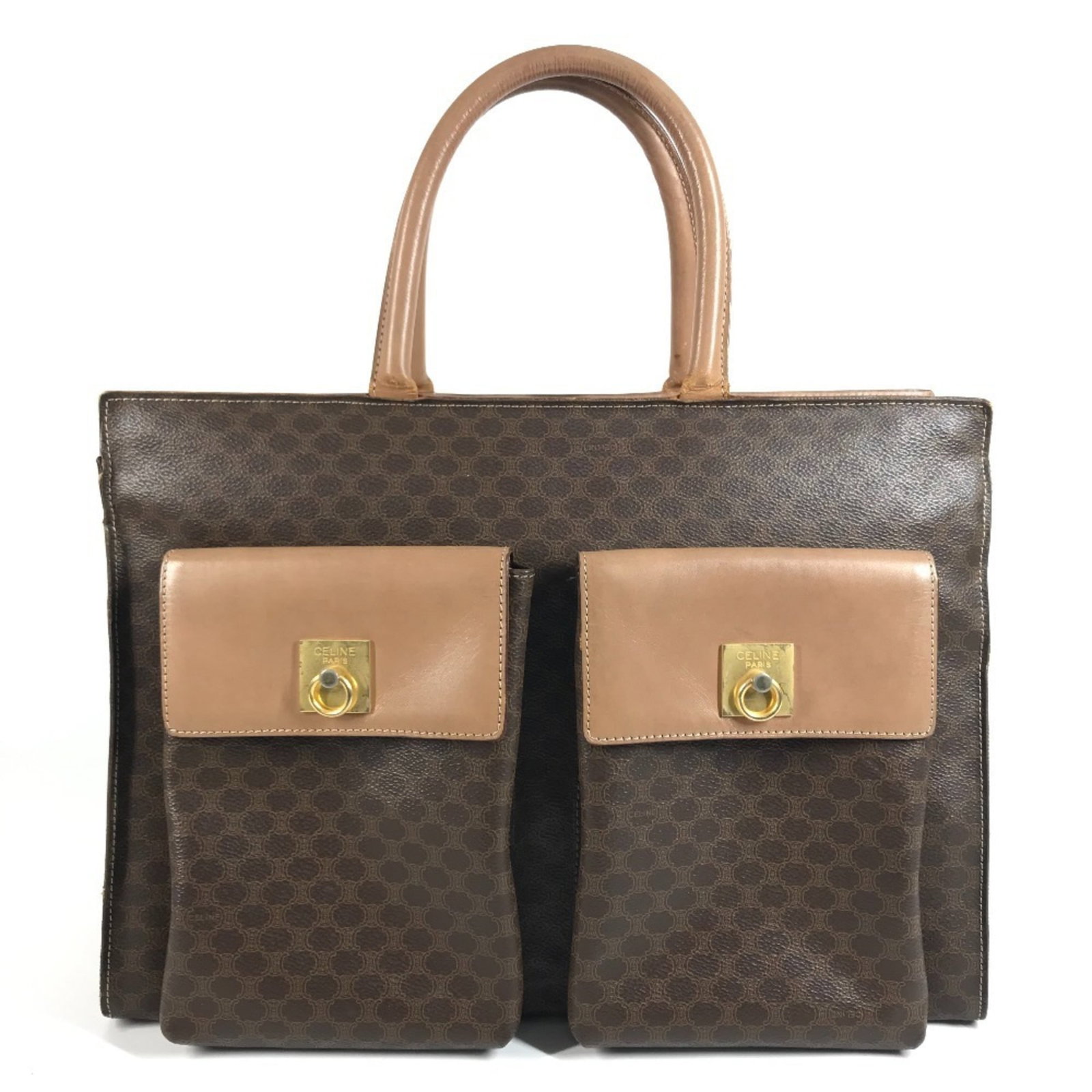 Leather Tote Celine Handbag: Leather Tote Celine Handbag Brown Leather Celine Tote Bag. This Italian-made tote bag features high-quality leather construction and a classic design, measuring 27.5cm x 39cm x 14cm. With its