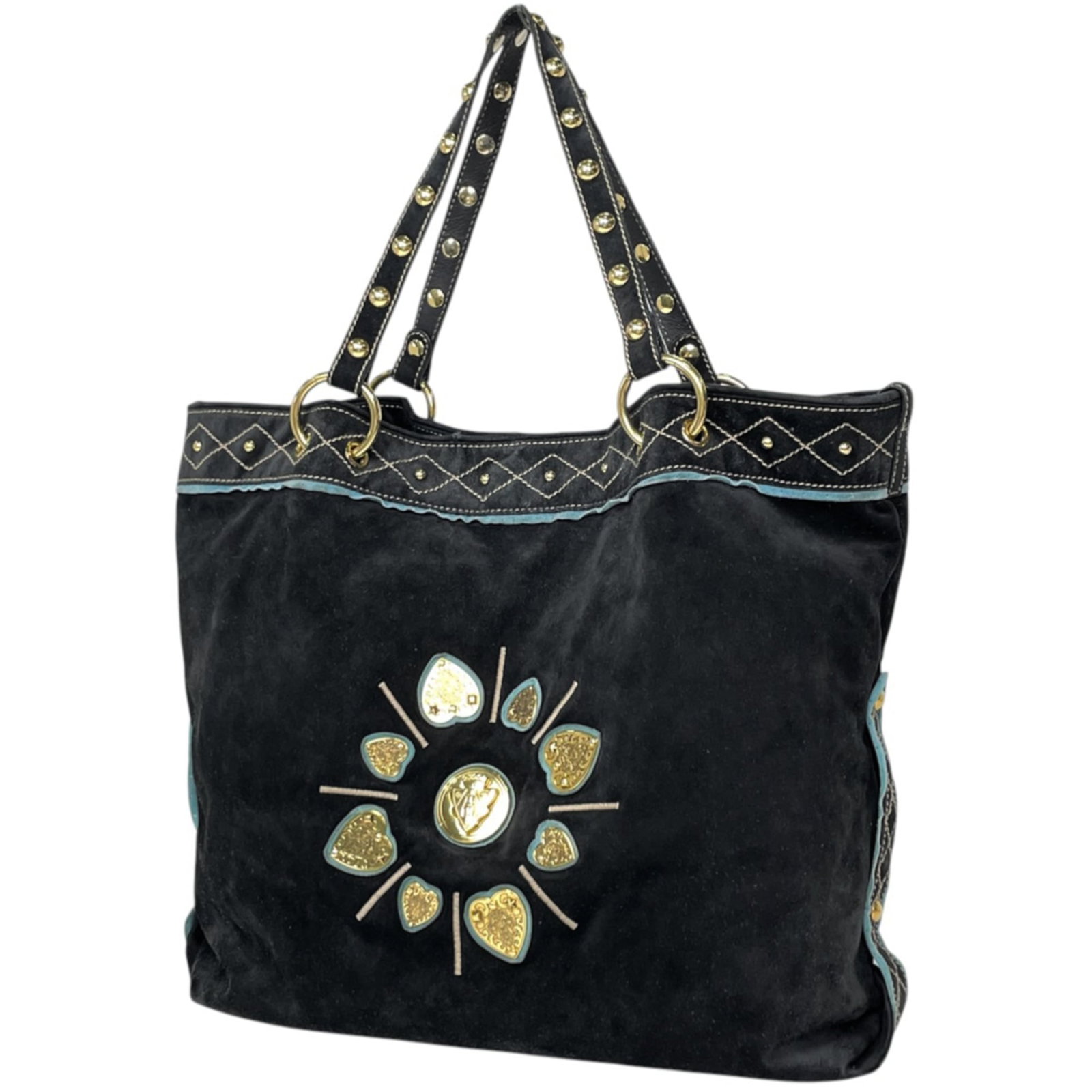 Suede tote bag by Gucci: Suede tote bag by Gucci Suede tote bag by Gucci, featuring black suede material and a signature. Measuring 36cm x 40cm x 12cm, it has a compact size that fits perfectly in daily use. Made from