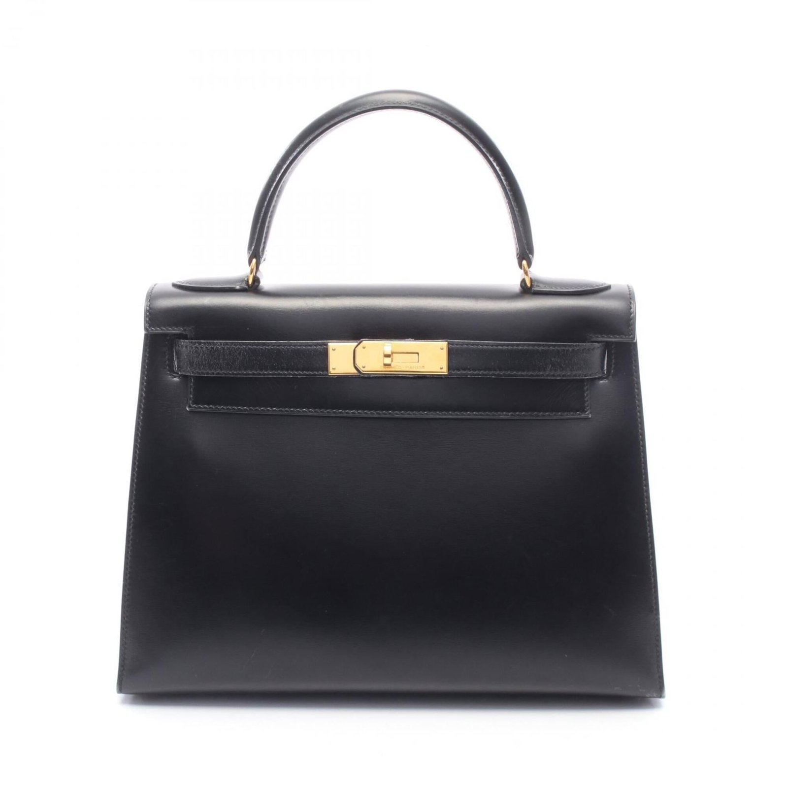 Calf Leather Handbag Hermes: Calf Leather Handbag Hermes Box calf leather construction provides a rich, luxurious feel to this black handbag. The gold hardware adds a touch of sophistication, while the compact size makes it easy