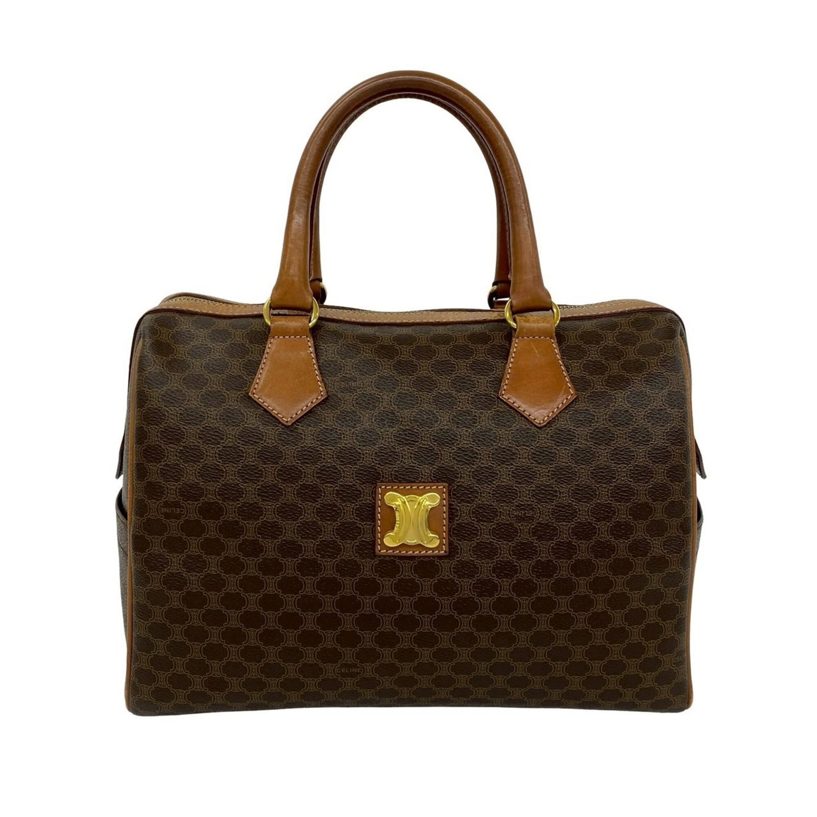 Boston Pvc Leather Celine Handbag Bag: Boston Pvc Leather Celine Handbag Bag The Celine Boston bag boasts a striking PVC and leather combination in rich brown, with clean lines and classic design. Measuring 23cm x 31cm x 15cm, this stylish