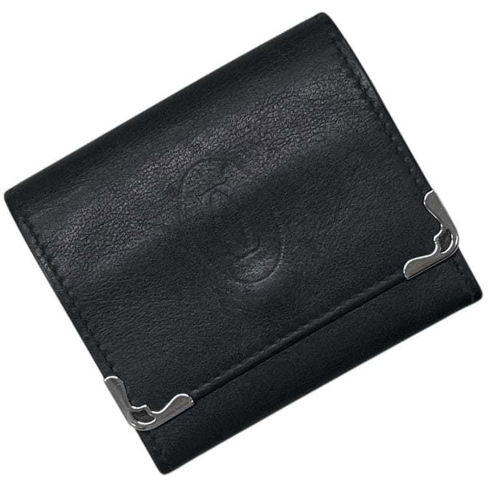 Cartier Coin Purse/ Coin Case Leather: Cartier Coin Purse/ Coin Case Leather Cartier Coin Purse/ Coin Case Leather in Black. Made from high-quality Italian leather, this sleek coin purse measures 7.5cm x 8.5cm x 2cm and features a classic 
