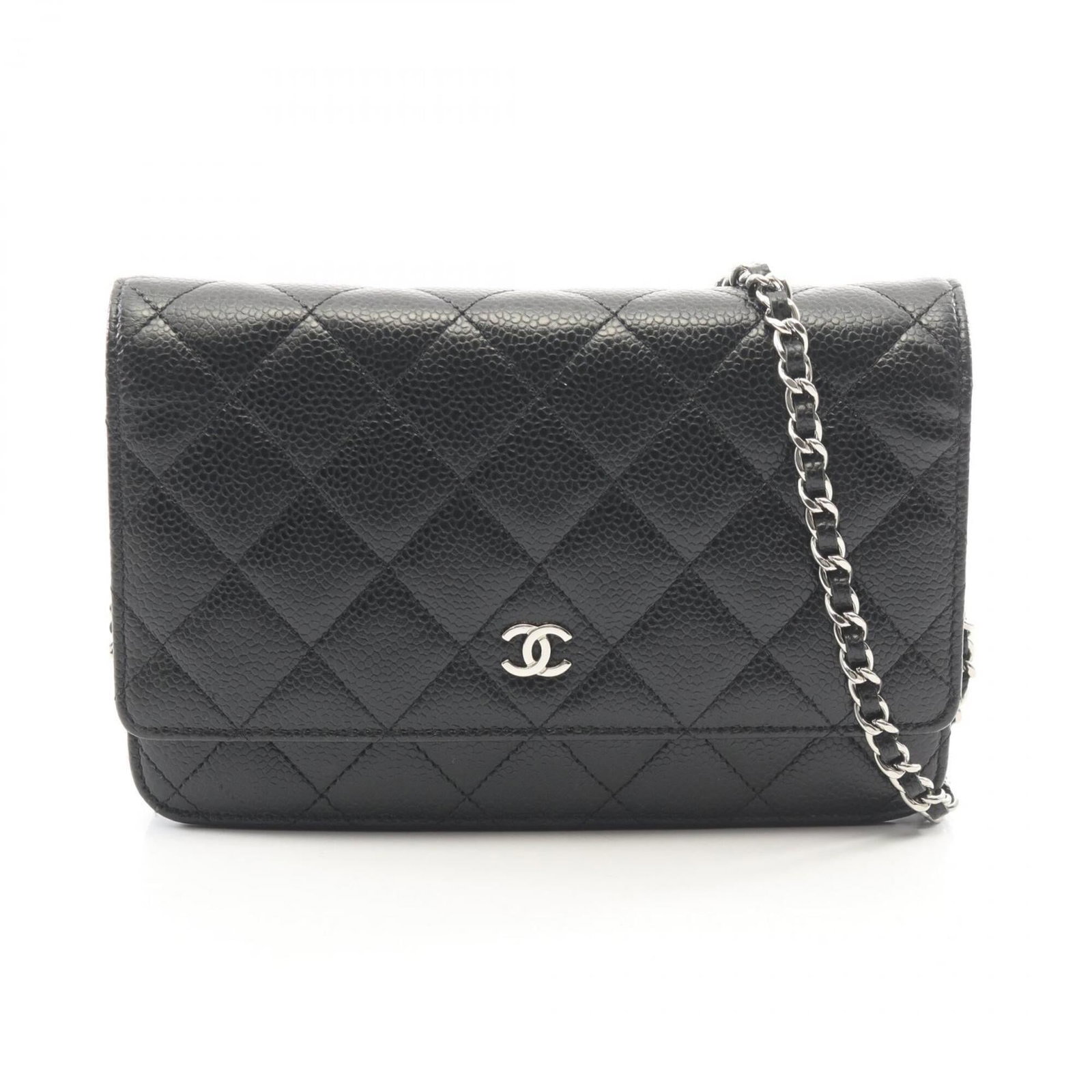 Calfskin handbag bag shoulder Chanel: Calfskin handbag bag shoulder Chanel Calfskin handbag bag shoulder from Chanel, featuring grained Calfskin material and a sleek black color. This compact shoulder bag measures 12cm x 19cm x 3cm,