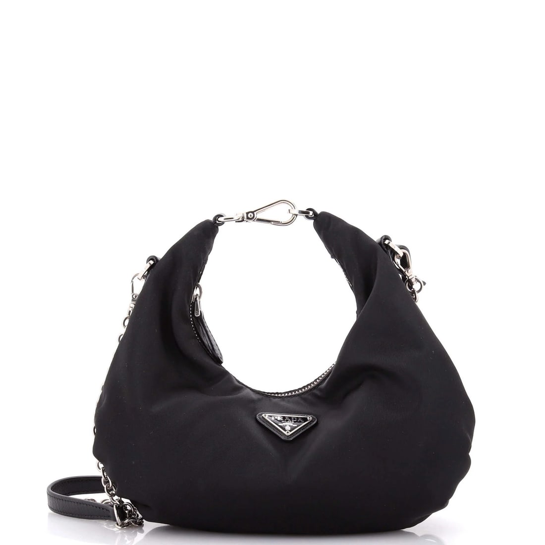 Prada Re-Edition 2006 Shoulder Bag Tessuto Small: Prada Re-Edition 2006 Shoulder Bag Tessuto Small Small, sleek Prada Re-Edition 2006 Tessuto Small shoulder bag in black nylon exterior with silver hardware. The bag features a cross body design and