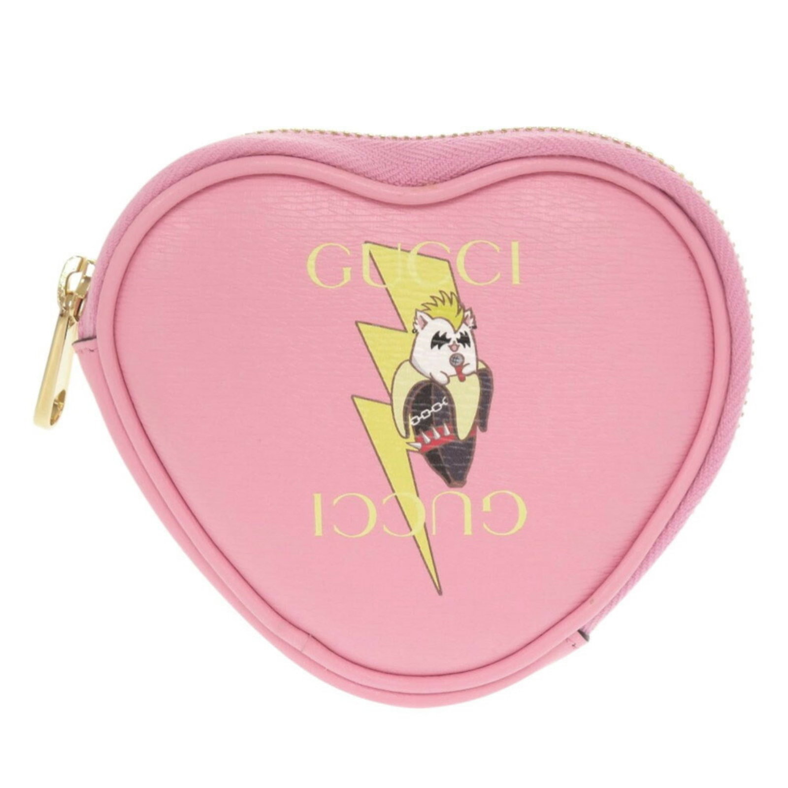 Coin purse leather case: Coin purse leather case This pink leather coin purse case from Gucci features a classic design with a compact size. Made from high-quality leather, it includes a box and dust bag for storage and prote