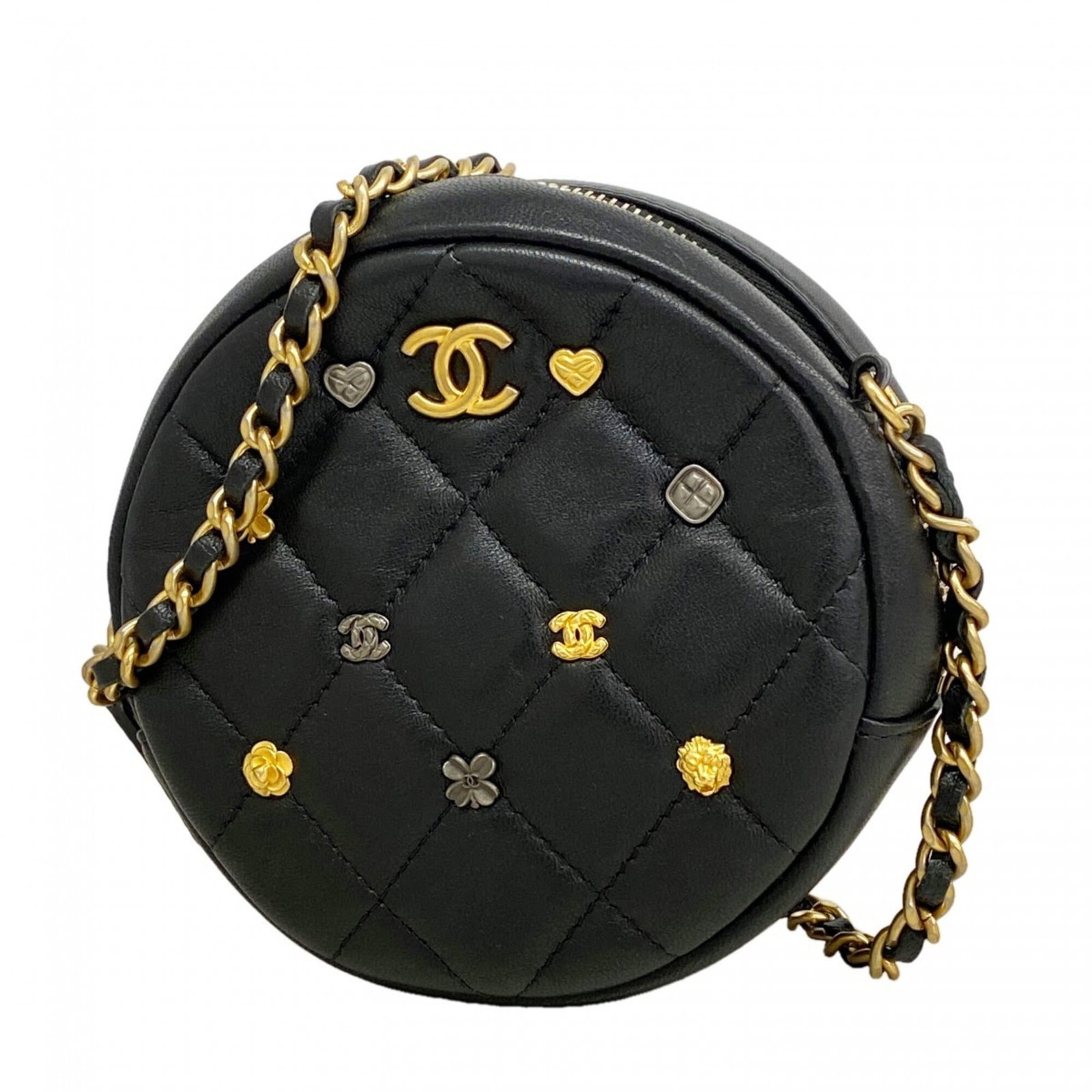Shoulder Bag Leather Chanel: Shoulder Bag Leather Chanel This luxurious black leather shoulder bag from Chanel features lambskin material and gold hardware, adding a touch of sophistication to any outfit. With its compact size an