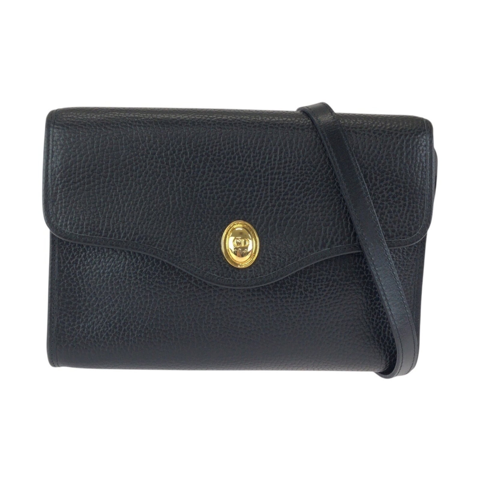 Shoulder bag leather by Christian Dior: Shoulder bag leather by Christian Dior Christian Dior's black leather shoulder bag boasts sleek lines and sophisticated style, with its 16cm x 23.5cm x 4cm dimensions providing a compact yet spacious 