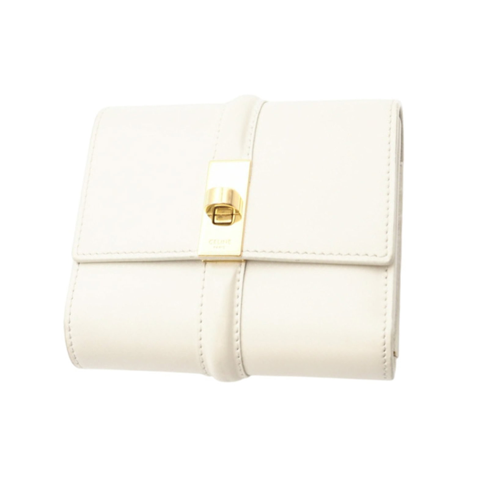 Satin wallet tri-fold celine: Satin wallet tri-fold celine Satin wallet tri-fold Celine features a luxurious white satin material, offering a sleek and sophisticated design. With its precise measurements at 10cm x 10.5cm x 3cm,
