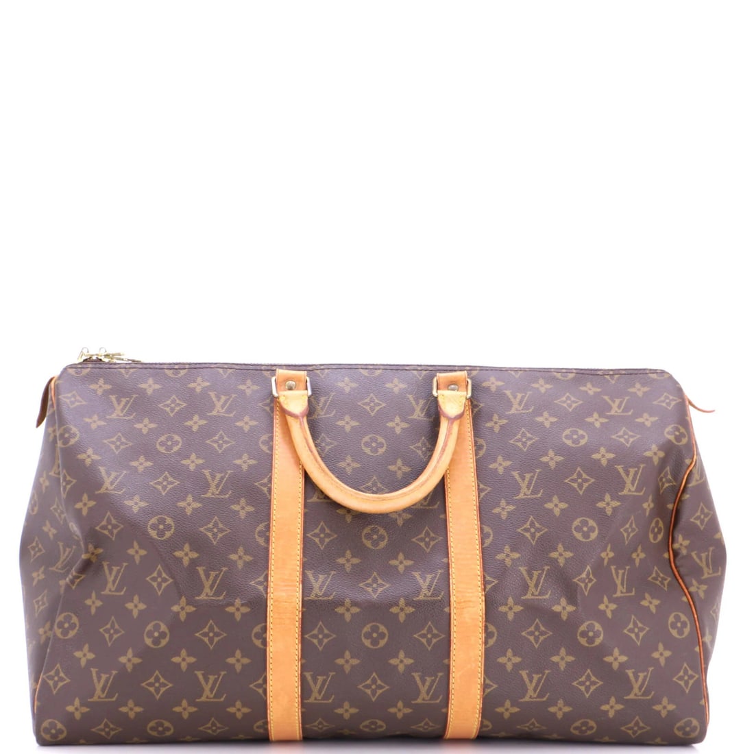 Louis Vuitton Monogram Canvas Keepall Bag: Louis Vuitton Monogram Canvas Keepall Bag Brown Louis Vuitton Monogram Canvas Keepall Bag with signature. This classic bag features the iconic monogram canvas exterior, heavy corner wear and edge