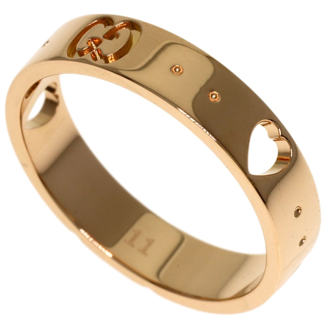 Gucci #11 Ring K18 Pink Gold: Gucci #11 Ring K18 Pink Gold K18 Pink Gold details shine in this elegant Gucci ring, featuring the iconic #11 style. Made from high-purity K18 pink gold, its luxurious metal provides a sophisticated