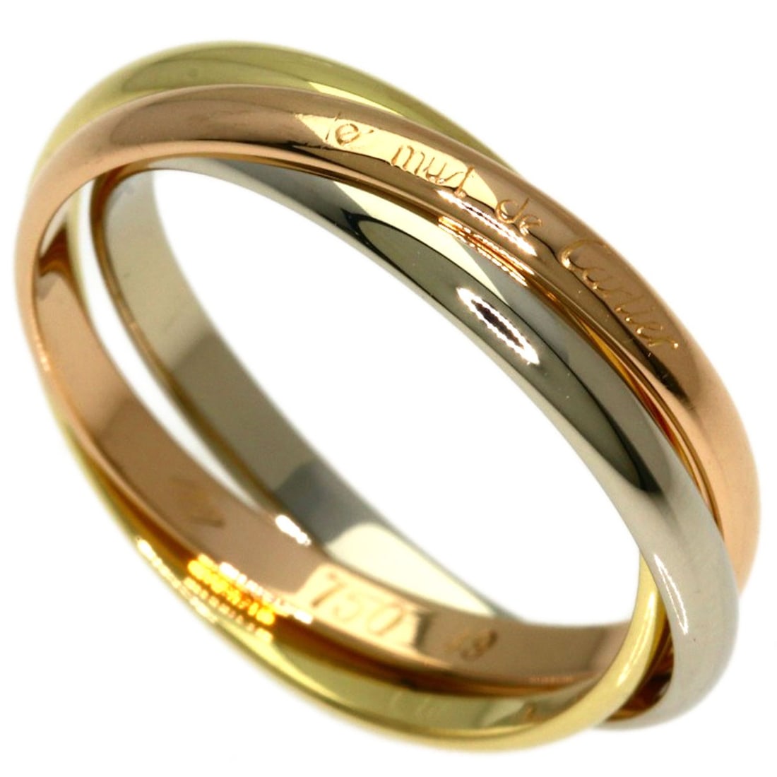 Cartier Trinity Xs #49 Ring K18 Yellow Gold K18 White Gold: Cartier Trinity Xs #49 Ring K18 Yellow Gold K18 White Gold Cartier's Trinity Xs #49 Ring boasts elegant simplicity with its K18 Yellow Gold and White Gold combination, showcasing the brand's