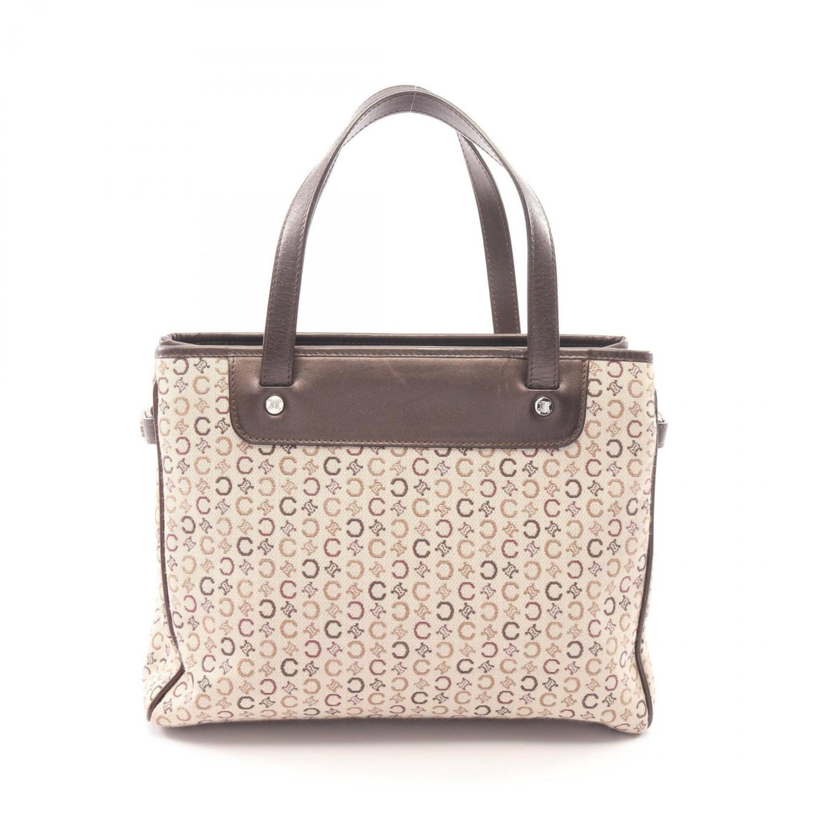 Canvas leather handbag Celine: Canvas leather handbag Celine Canvas and leather come together in a timeless design, with the beige and brown hues blending for a sophisticated look. The bag's compact size makes it easy to carry,