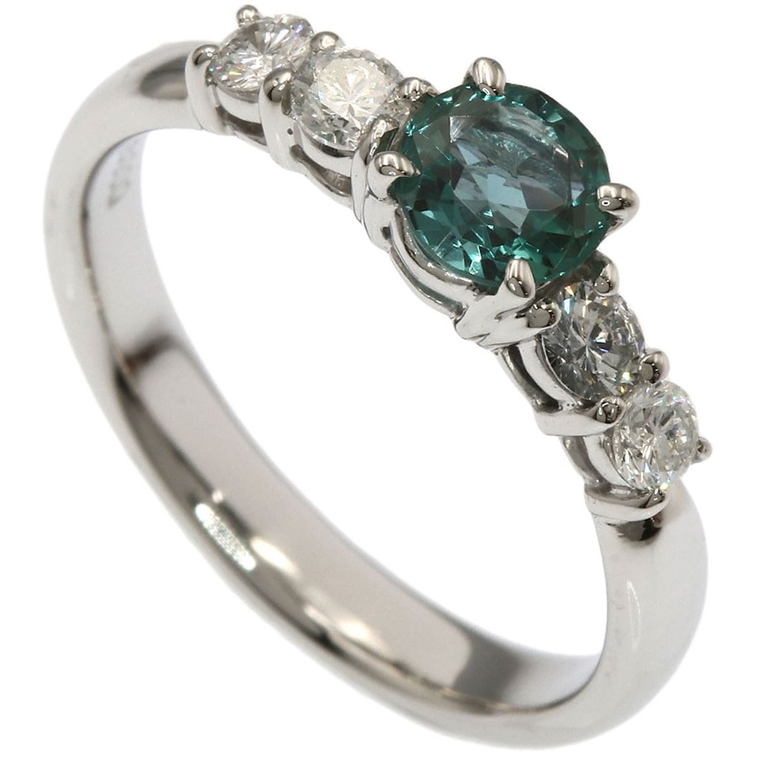 0.56Ct Alexandrite Diamond Ring Platinum Pt900 4.4G: 0.56Ct Alexandrite Diamond Ring Platinum Pt900 4.4G The 0.56ct Alexandrite Diamond Ring in Platinum Pt900 features a stunning silver-toned main stone, complemented by the luxurious feel of platinum me