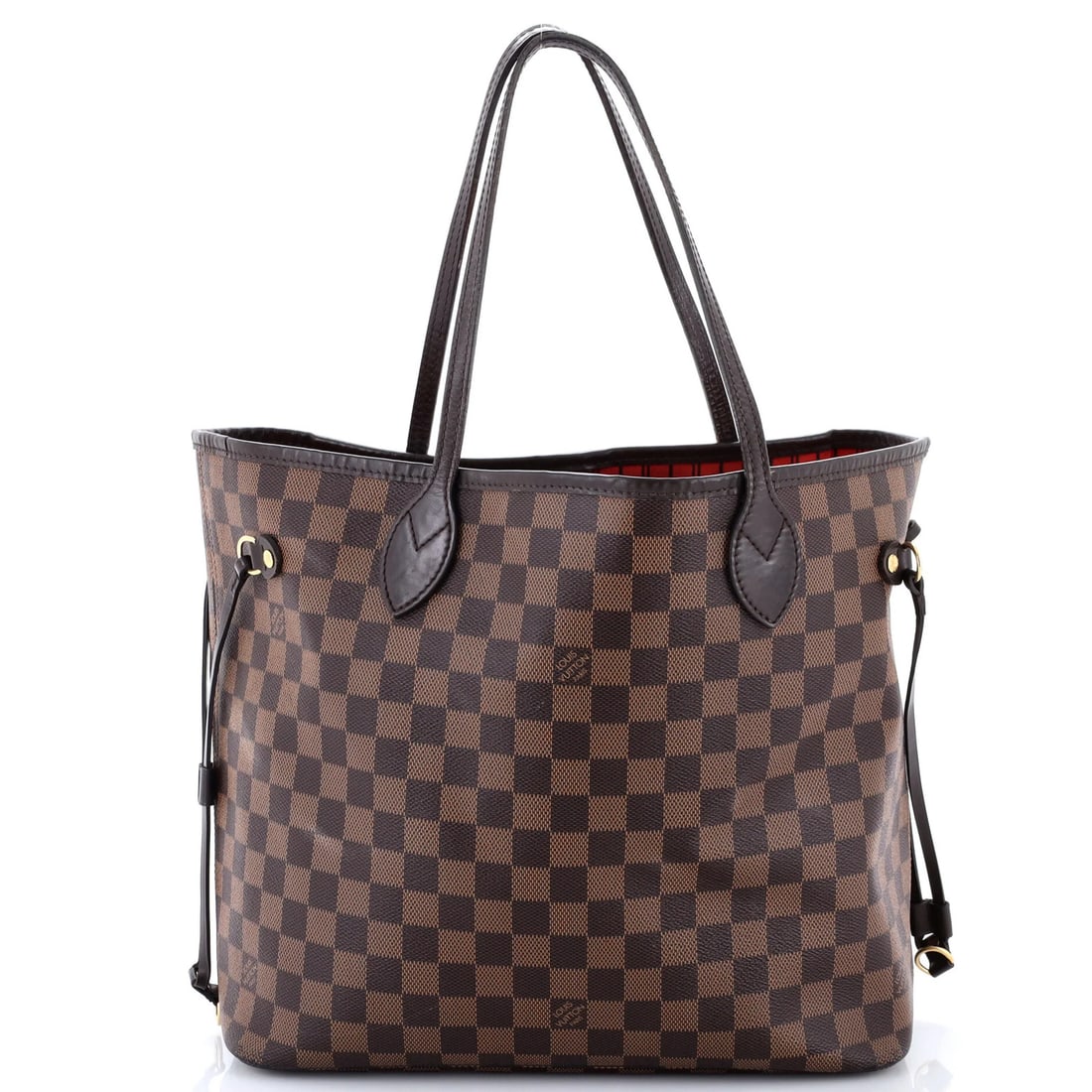 Louis Vuitton Neverfull NM Tote Damier MM: Louis Vuitton Neverfull NM Tote Damier MM Brown Louis Vuitton Neverfull NM Tote Damier MM in great condition, featuring scuffs and edge wear on the exterior. The canvas-coated tote boasts a classic de