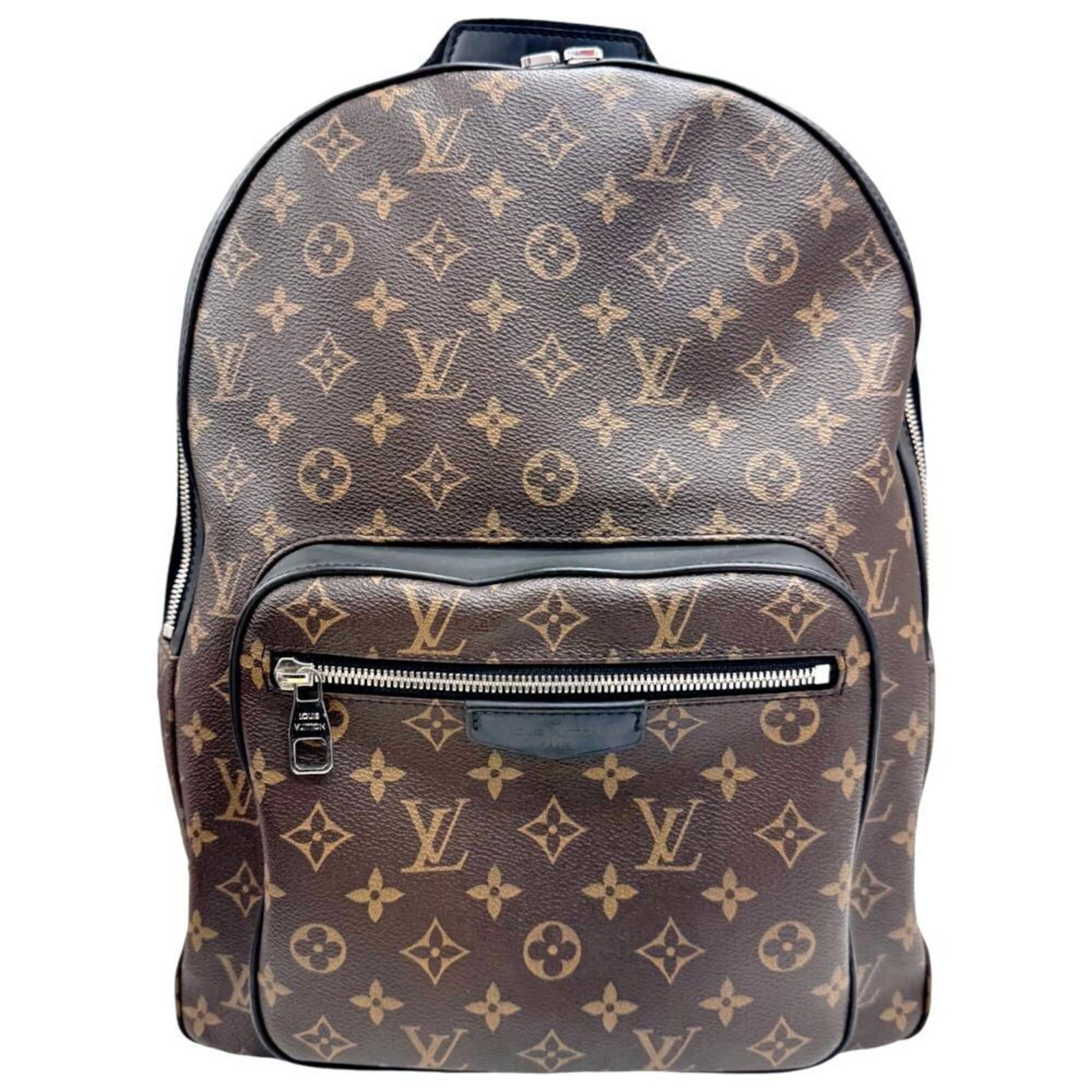 Leather Monogram Louis Vuitton Backpack: Leather Monogram Louis Vuitton Backpack Monogrammed leather backpack from Louis Vuitton, featuring the iconic monogram pattern in black and brown hues. Made from high-quality leather, this classic des