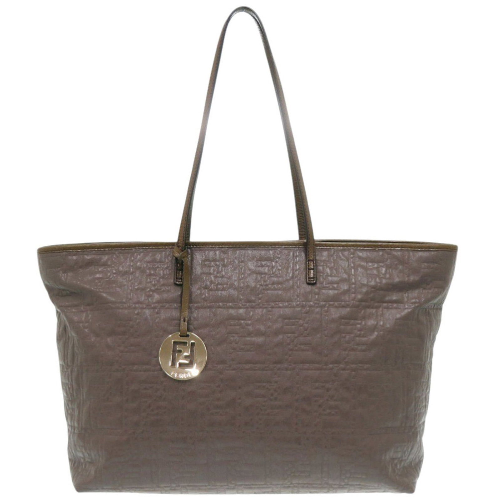 PVC Canvas Coated Fendi Tote: PVC Canvas Coated Fendi Tote Coated canvas and PVC material give this Fendi tote bag a modern, durable look. The gold hardware and zipper closure add a touch of luxury, while the interior features a