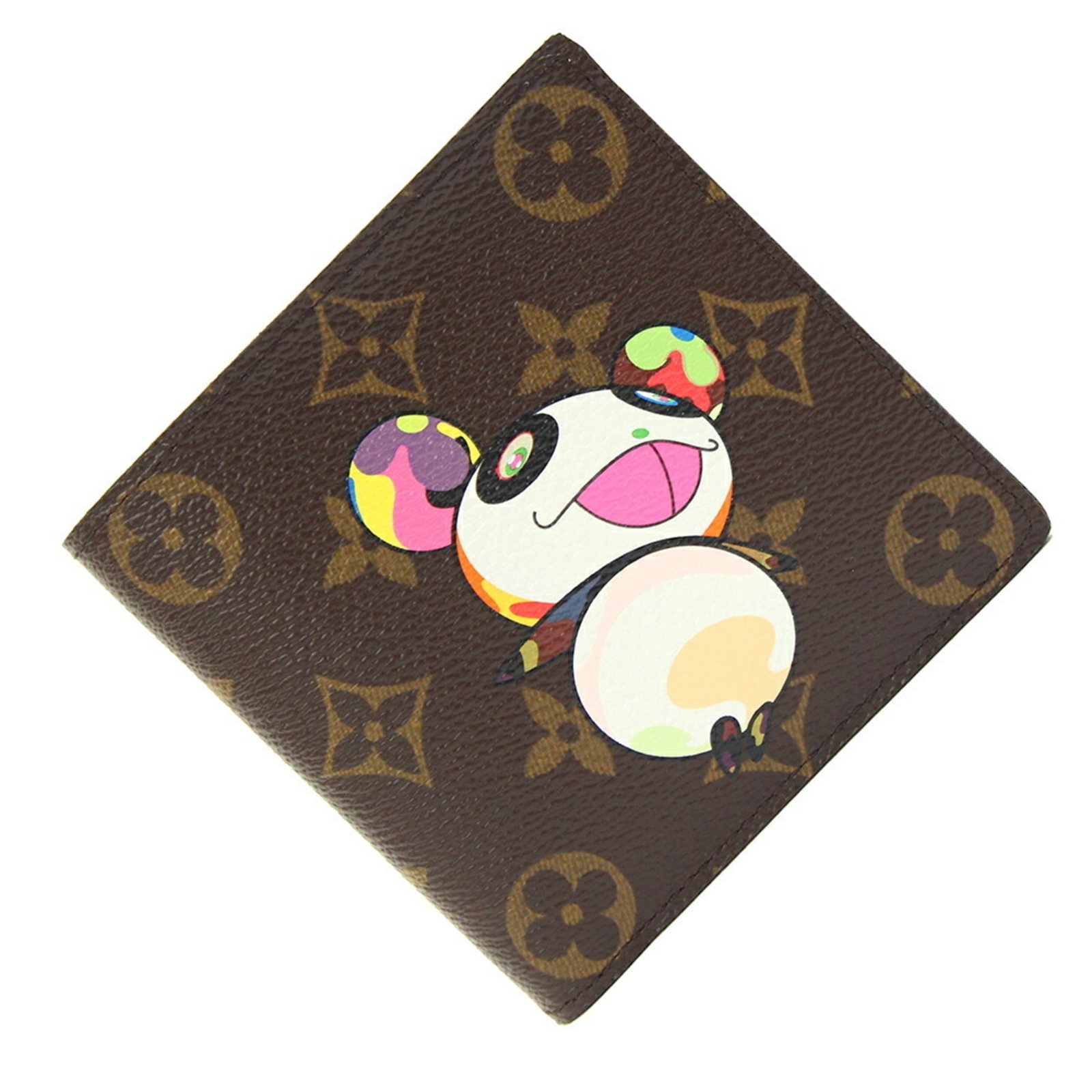Louis Vuitton Wallet (Bi-Fold) Monogram: Louis Vuitton Wallet (Bi-Fold) Monogram Monogram Panda pattern adds a touch of elegance to this bi-fold wallet from Louis Vuitton, crafted in Spain with high-quality materials. The classic design