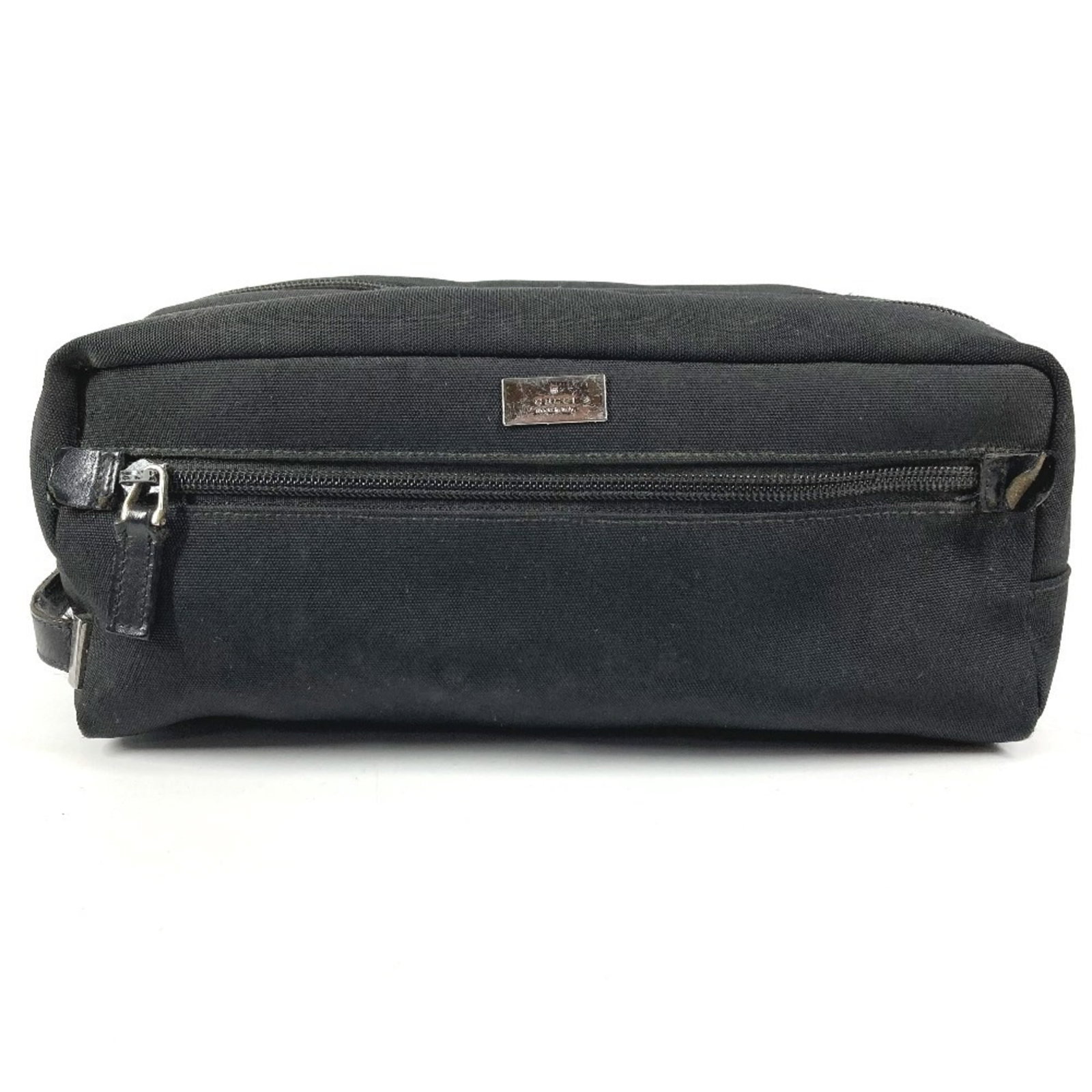 Canvas leather pouch clutch bag Gucci: Canvas leather pouch clutch bag Gucci Canvas leather pouch clutch bag from Gucci, crafted in Italy with a sleek black design. This stylish accessory measures 9.5cm x 26.5cm x 14cm and features canvas 