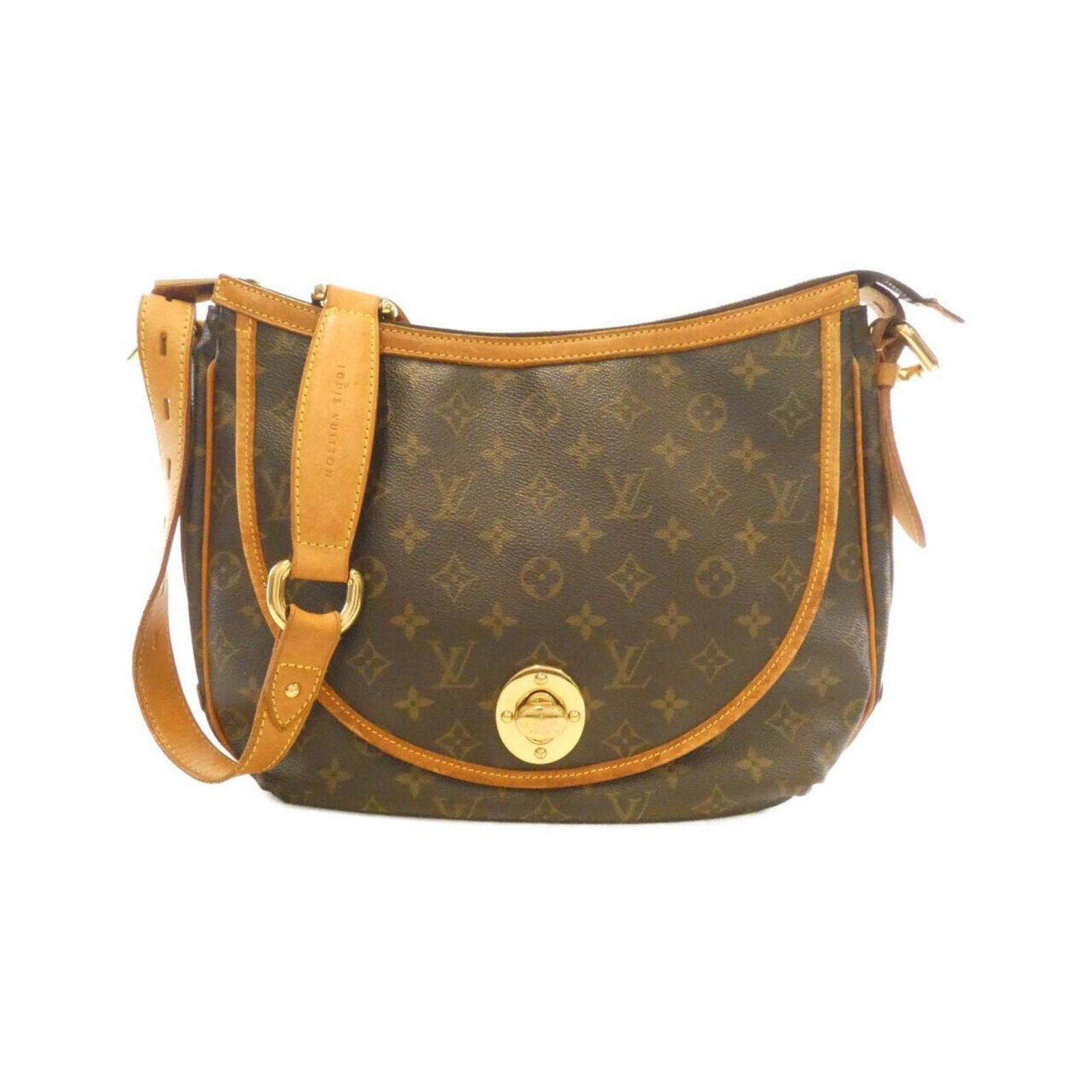 Shoulder bag coated canvas by Louis Vuitton: Shoulder bag coated canvas by Louis Vuitton Coated canvas by Louis Vuitton, featuring gold hardware and a classic marron color. This shoulder bag boasts a timeless design with clean lines and a