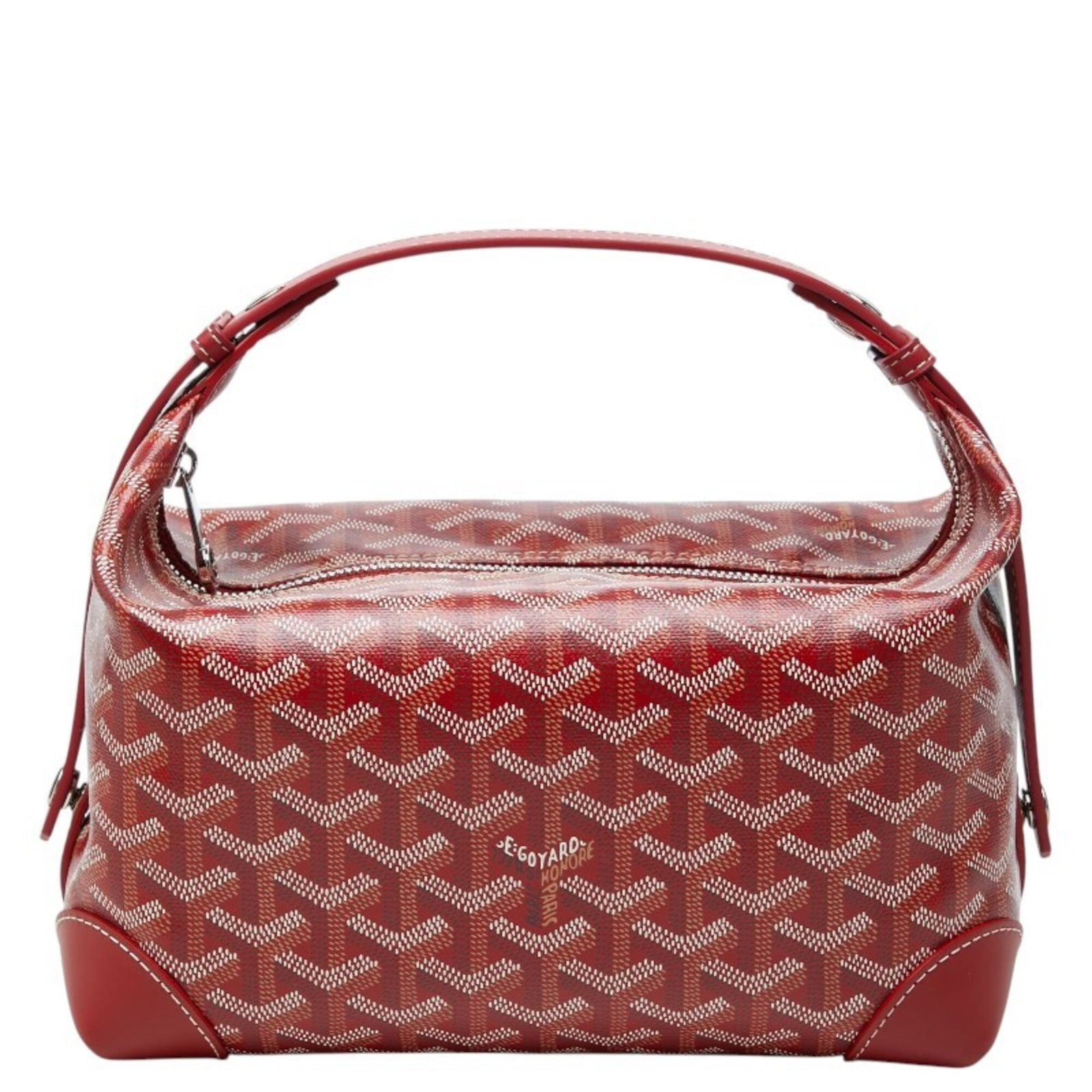PVC leather Goyard handbag: PVC leather Goyard handbag PVC leather Goyard handbag in red color, measuring 13cm x 23cm x 13cm. This unique piece combines PVC and leather materials for a distinctive look. The signature bears the