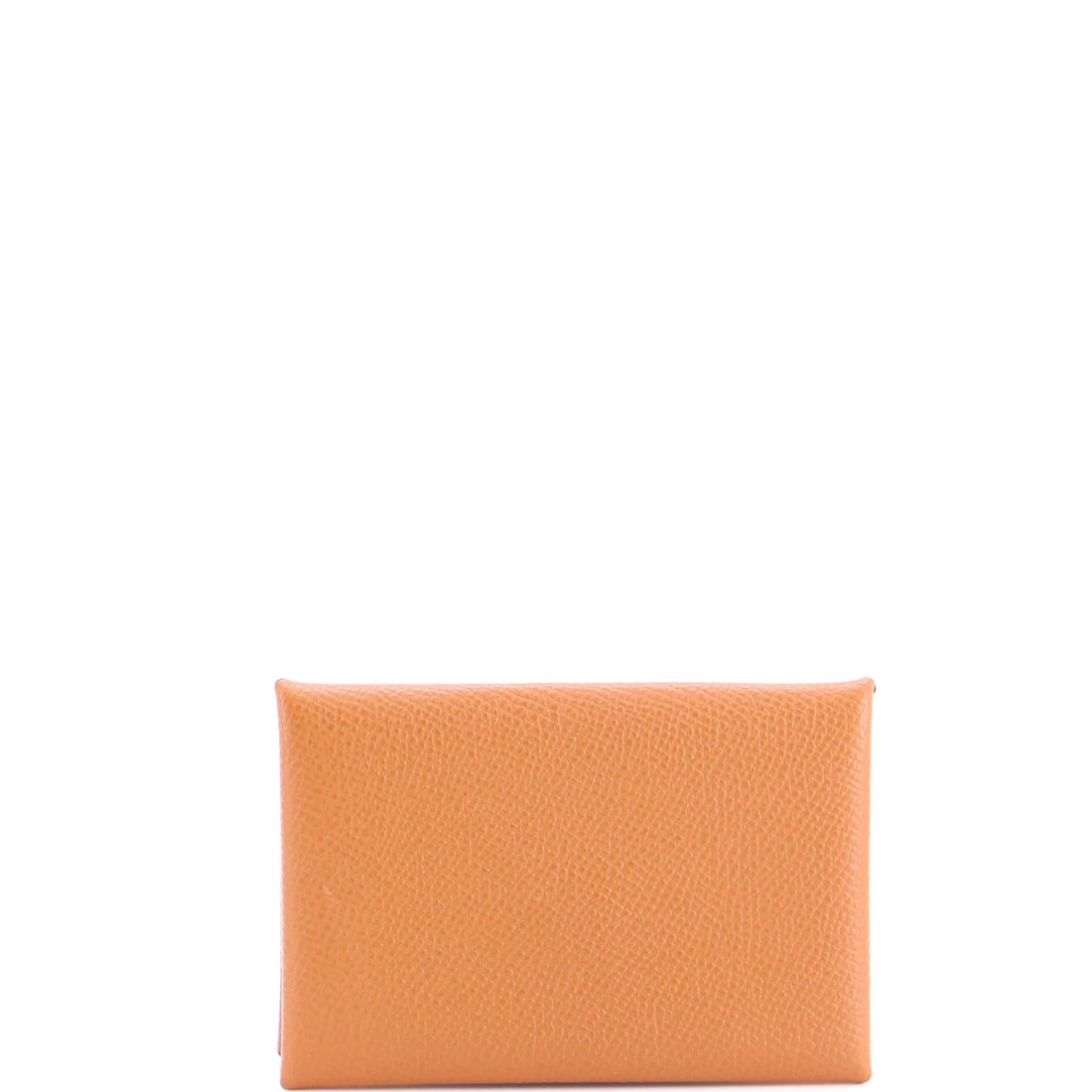 Epsom Hermes Card Calvi Holder: Epsom Hermes Card Calvi Holder The Epsom Hermes Card Calvi Holder boasts a rich brown leather exterior with subtle creasing and minor wax edge cracking, adding to its unique patina. This stylish card