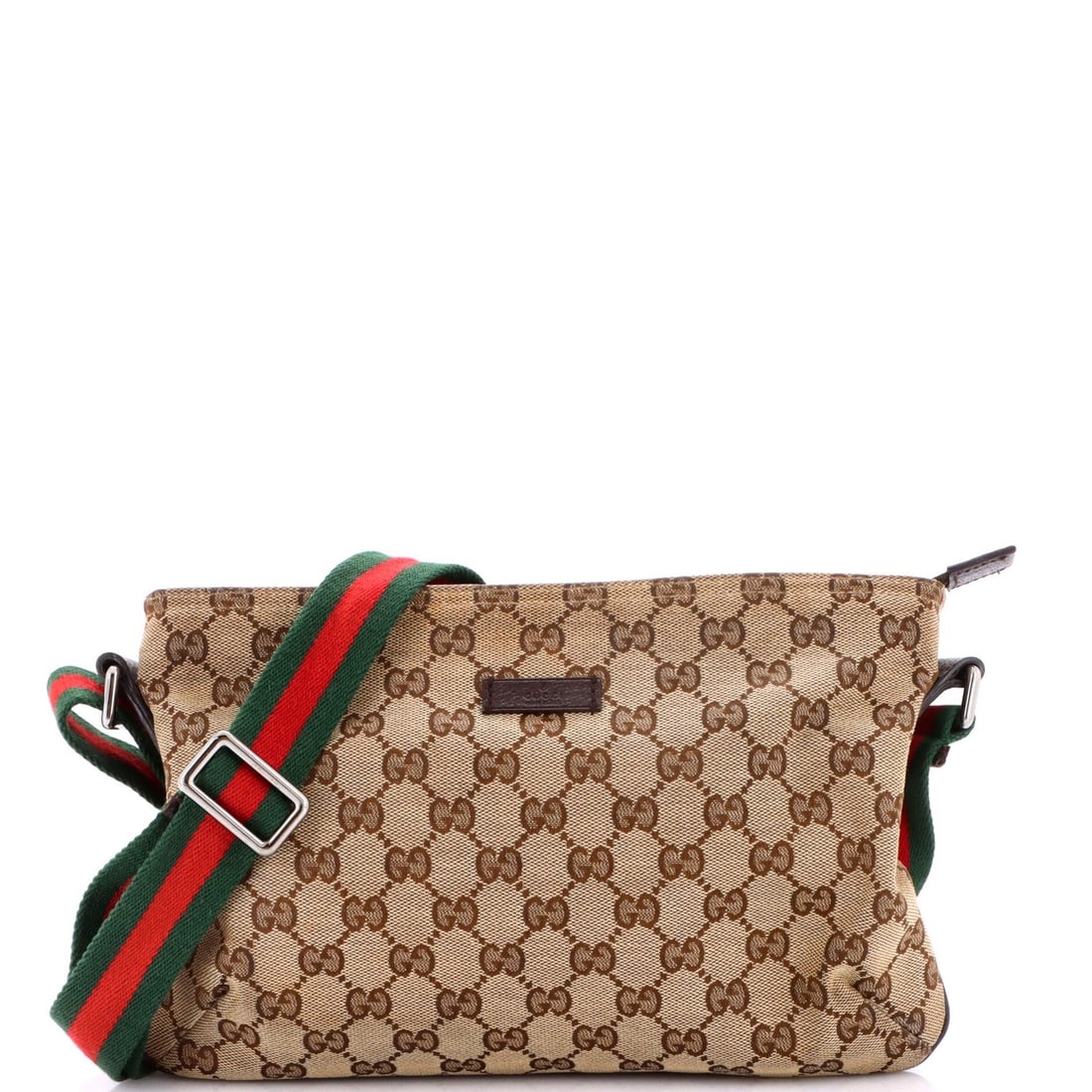 Gucci Web Strap Messenger Bag GG Canvas Small: Gucci Web Strap Messenger Bag GG Canvas Small Gucci Web Strap Messenger Bag GG Canvas Small - A stylish and functional small cross body bag with heavy edge wear, scuffs, discoloration, minor creases o