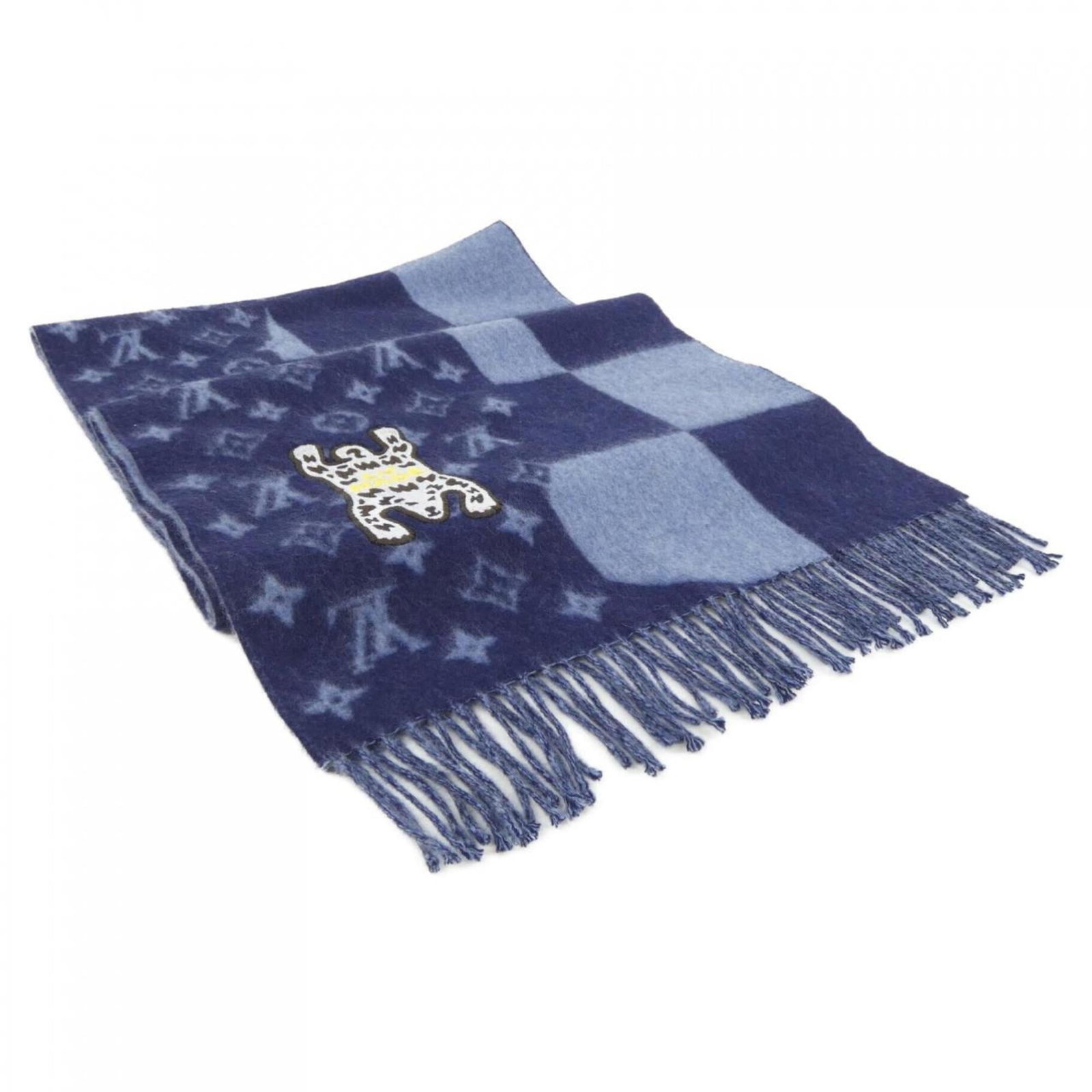 Cashmere Stole Louis Vuitton: Cashmere Stole Louis Vuitton Cashmere Stole from Louis Vuitton features a stunning blue and navy color combination, crafted from 100% cashmere material. Measuring 1.91m x 41cm in length and width, thi