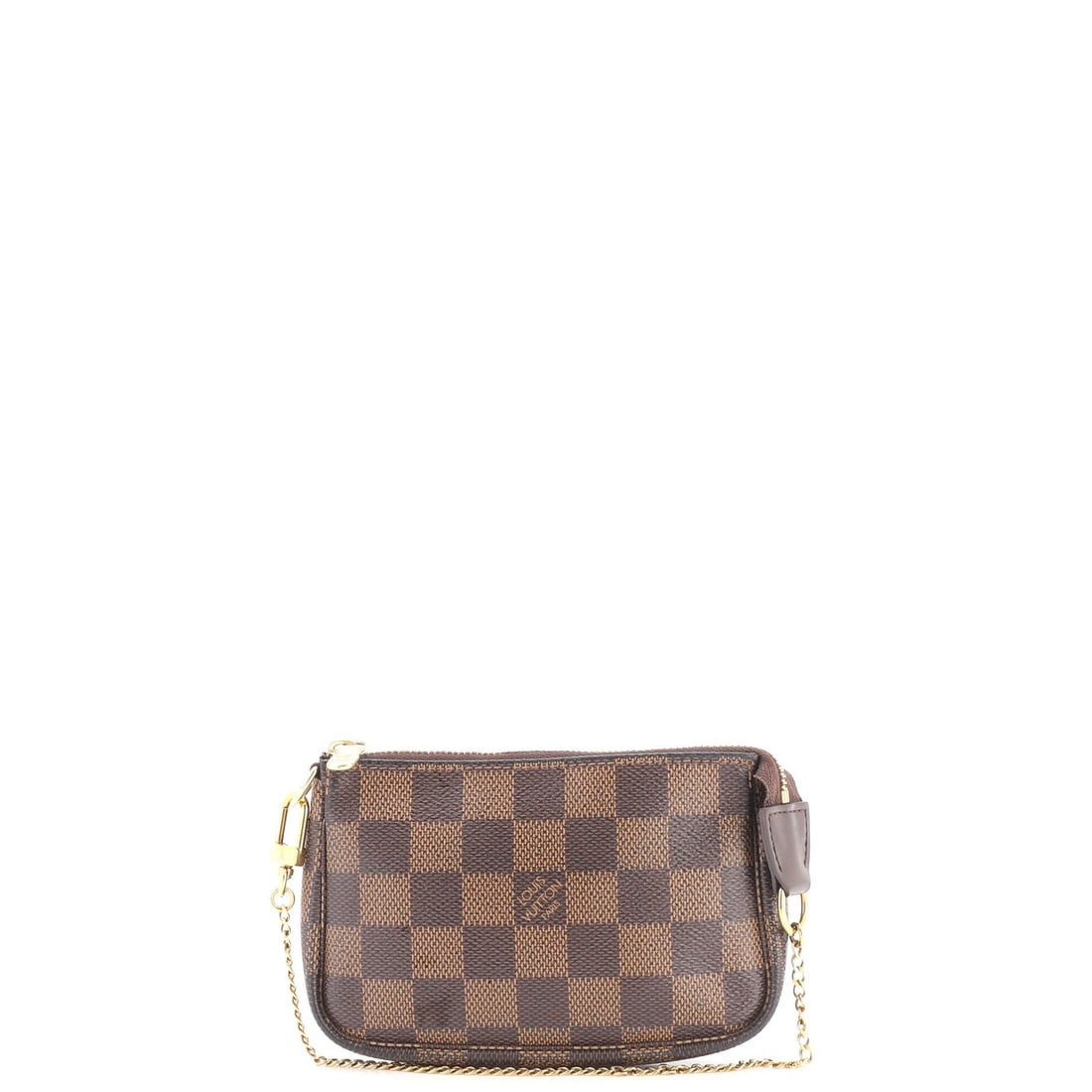 Louis Vuitton Pochette Accessoires Damier Mini: Louis Vuitton Pochette Accessoires Damier Mini The Louis Vuitton Pochette Accessoires Damier Mini offers a stylish and compact design, featuring a classic canvas coated exterior in brown. Measuring