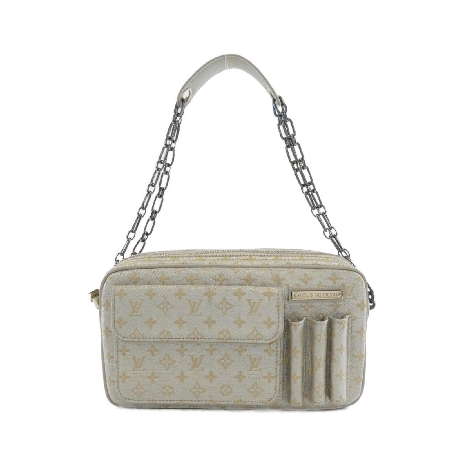 Canvas shoulder bag from Louis Vuitton: Canvas shoulder bag from Louis Vuitton Silver Louis Vuitton canvas shoulder bag with classic design. Made from high-quality canvas material, this iconic handbag features a timeless silver color that