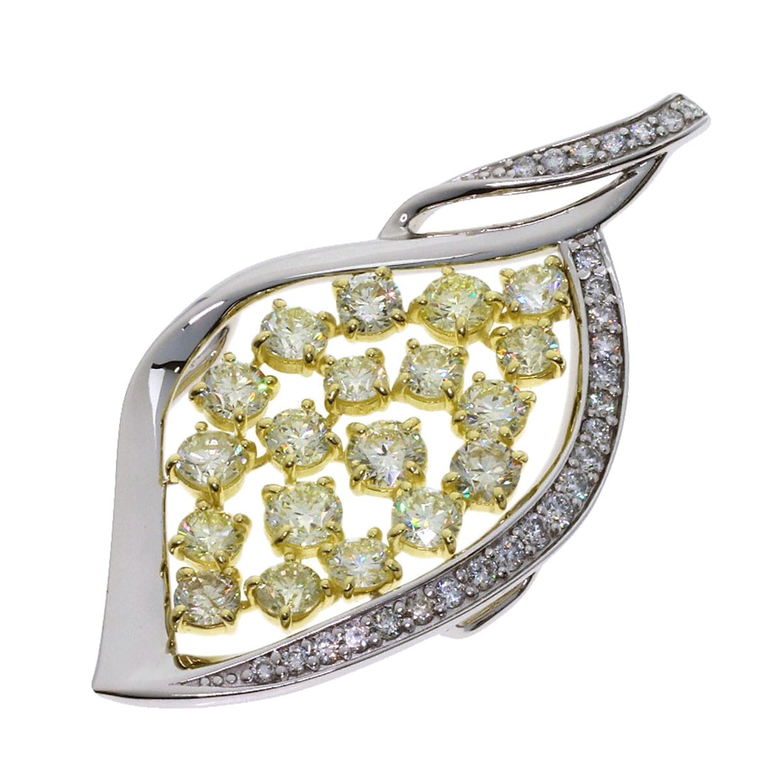 2.7Ct Diamond Pendant Top K18 Yellow Gold Pt950 7.3G (1 of 5)
