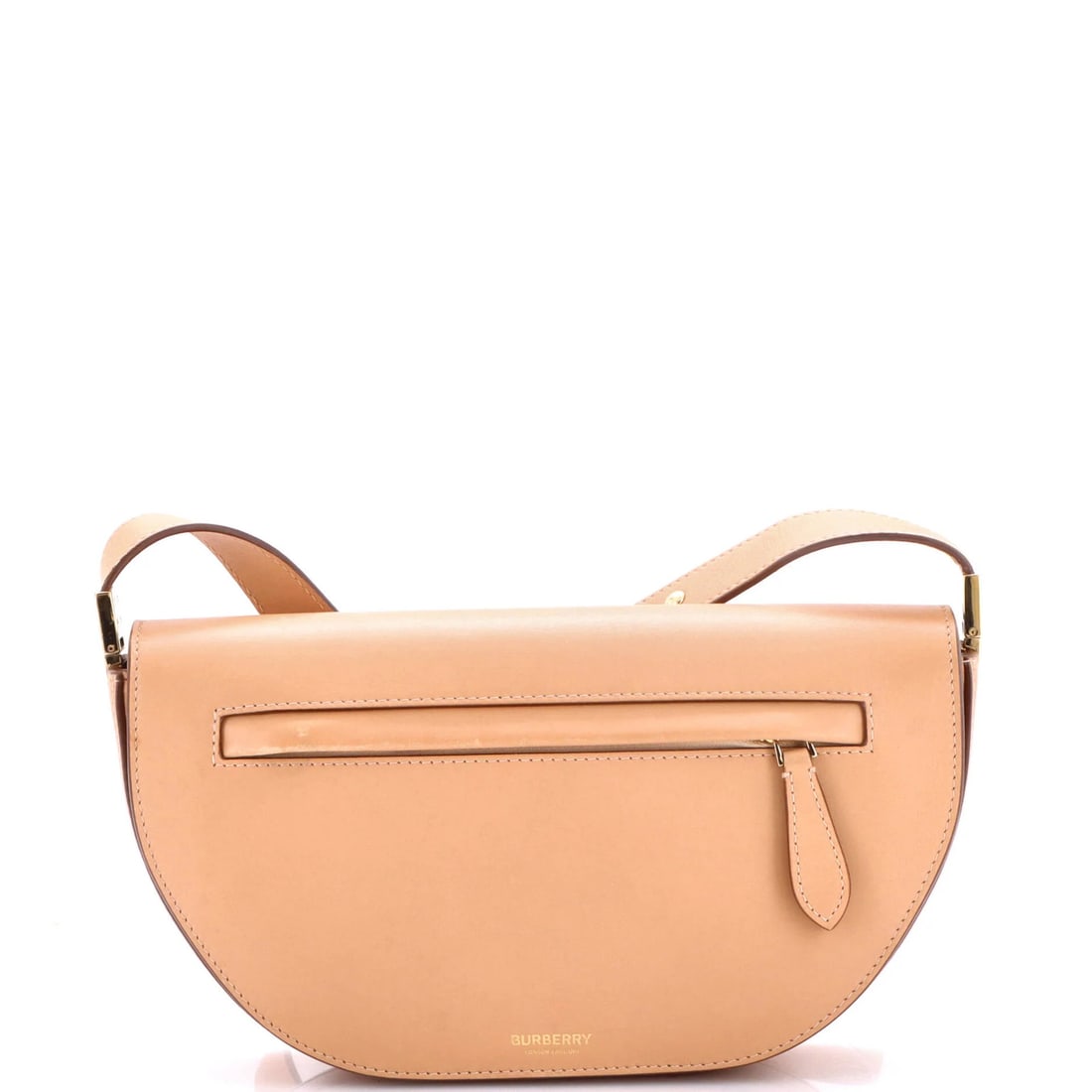 Small leather bag with zip shoulder from Burberry Olympia: Small leather bag with zip shoulder from Burberry Olympia Small leather bag with zip shoulder from Burberry Olympia, featuring neutral exterior and gold hardware. The bag has some scuffs, stains, crea