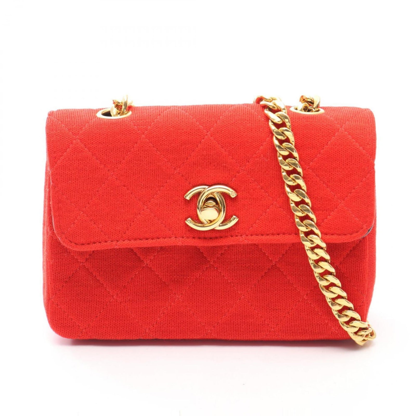 Shoulder Bag from Chanel Fabric: Shoulder Bag from Chanel Fabric Red Chanel Fabric Shoulder Bag, 10cm x 14cm x 4.5cm / 3.93'' x 5.51'' x 1.77''. This small shoulder bag is made from authentic Chanel fabric and features a striking red