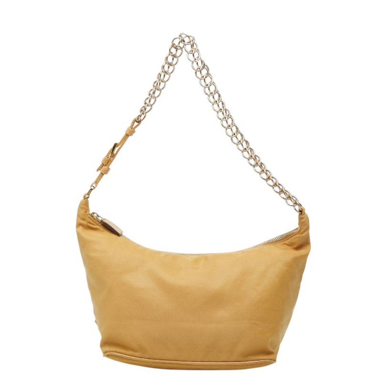Shoulder Bag Nylon Leather by Prada: Shoulder Bag Nylon Leather by Prada Prada's Shoulder Bag features a unique blend of nylon and leather materials, creating a distinctive look. The beige color adds a touch of elegance to this