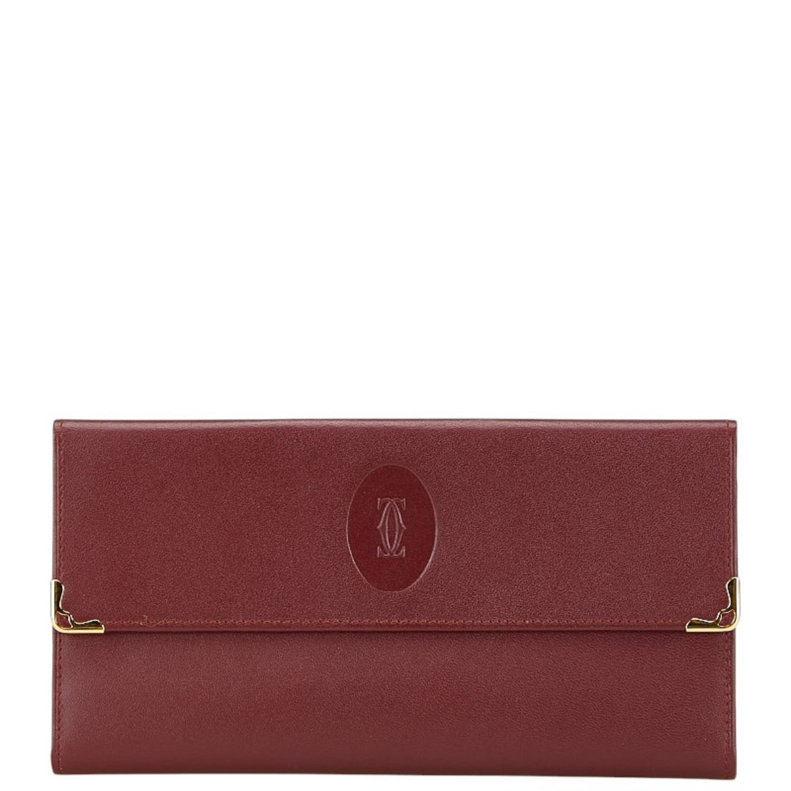 Long Wallet Cartier Tri Fold Leather: Long Wallet Cartier Tri Fold Leather Cartier's iconic tri-fold leather wallet in wine red is a timeless accessory for women. Made from high-quality leather, this long wallet features a classic design