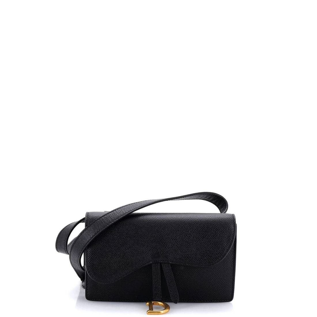 Rectangular Belt Leather Bag Dior Christian Saddle: Rectangular Belt Leather Bag Dior Christian Saddle Black leather Rectangular Belt Bag Dior Saddle features scuffs, cracking, edge wear, corner wear, and minor creases on the exterior. The interior is