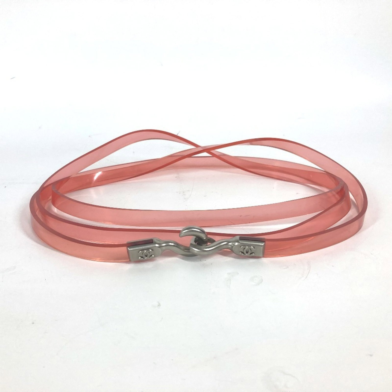 Standard Belt by Chanel: Standard Belt by Chanel Pink Standard Belt by Chanel, included in its original box. This belt features the iconic Chanel brand and comes with a sturdy box for storage. A classic accessory from the ren