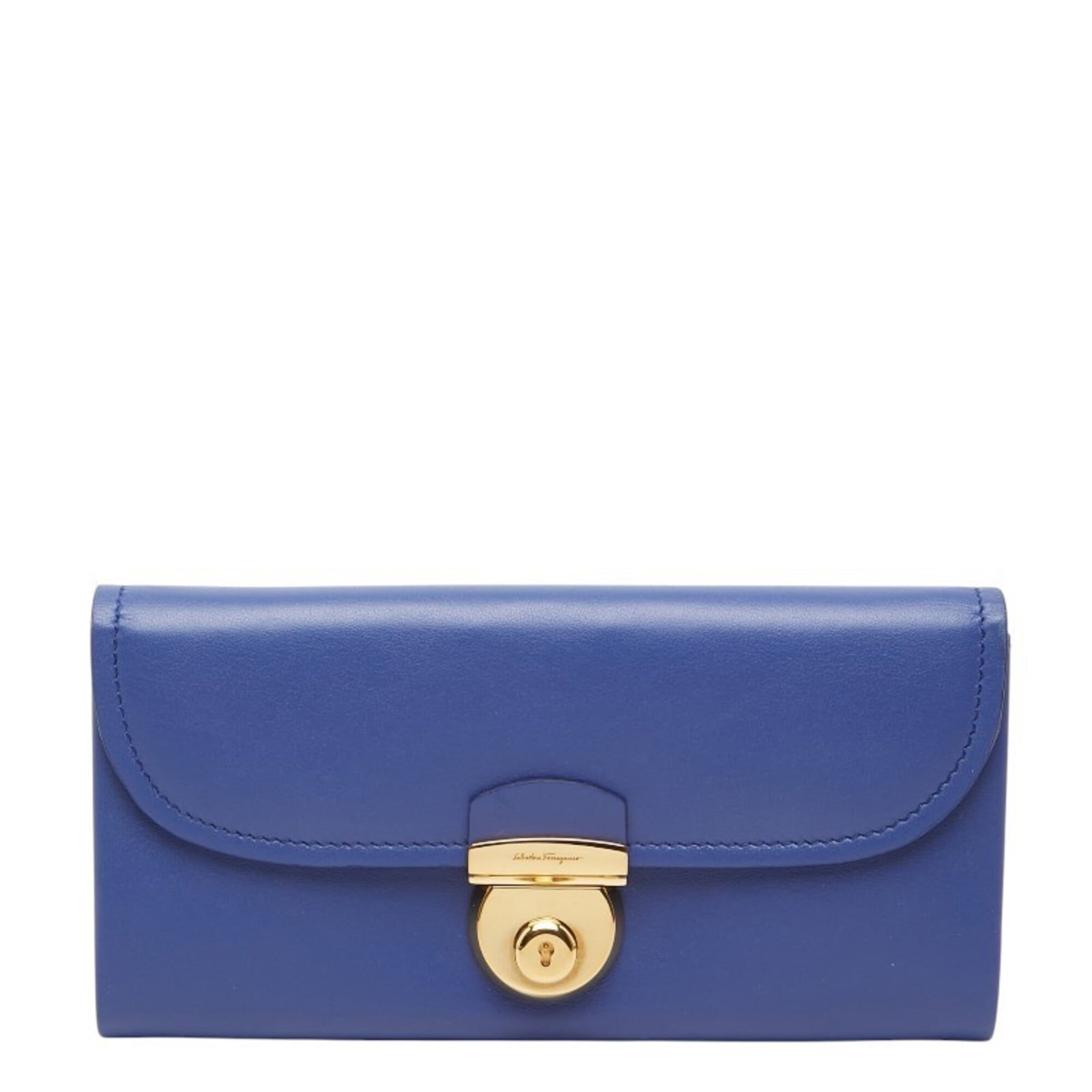 Long Wallet Ferragamo Salvatore Bi Fold Leather: Long Wallet Ferragamo Salvatore Bi Fold Leather Light blue long wallet with bi-fold design, made from high-quality leather. Measuring 10cm x 19cm x 3cm, it features a classic and elegant style that
