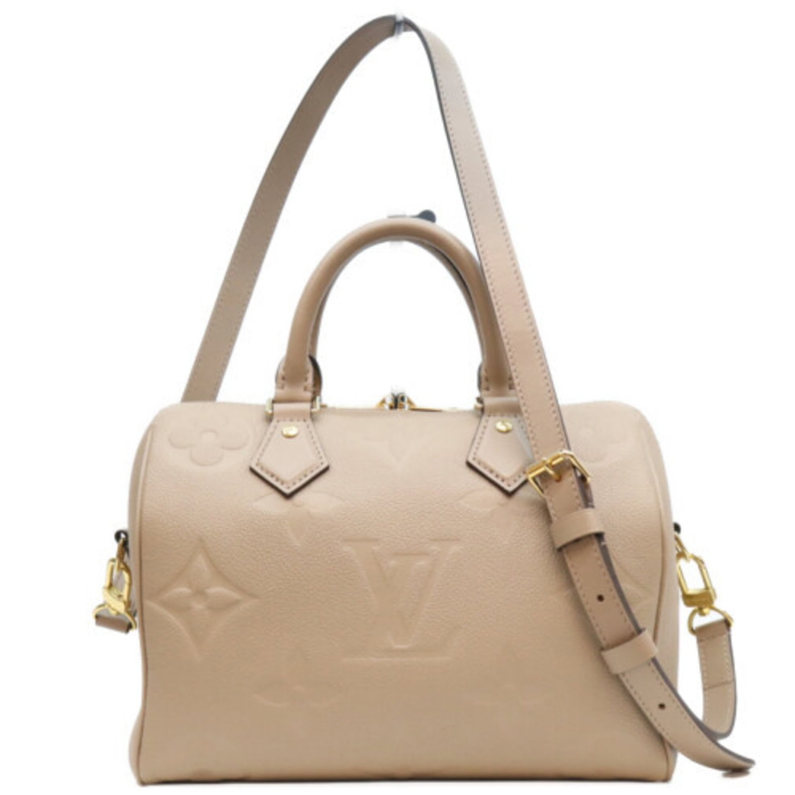 Shoulder bag monogram empreinte by Louis Vuitton: Shoulder bag monogram empreinte by Louis Vuitton Monogram Empreinte by Louis Vuitton, a timeless shoulder bag in beige with gold hardware. This iconic design features the signature monogram pattern,